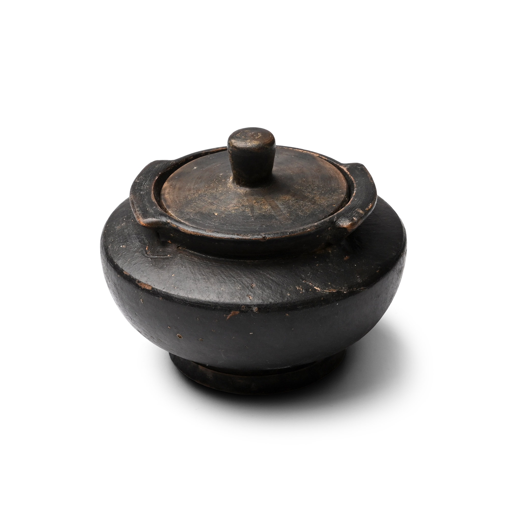 Greek Attic Black-Glazed Lidded Pyxis