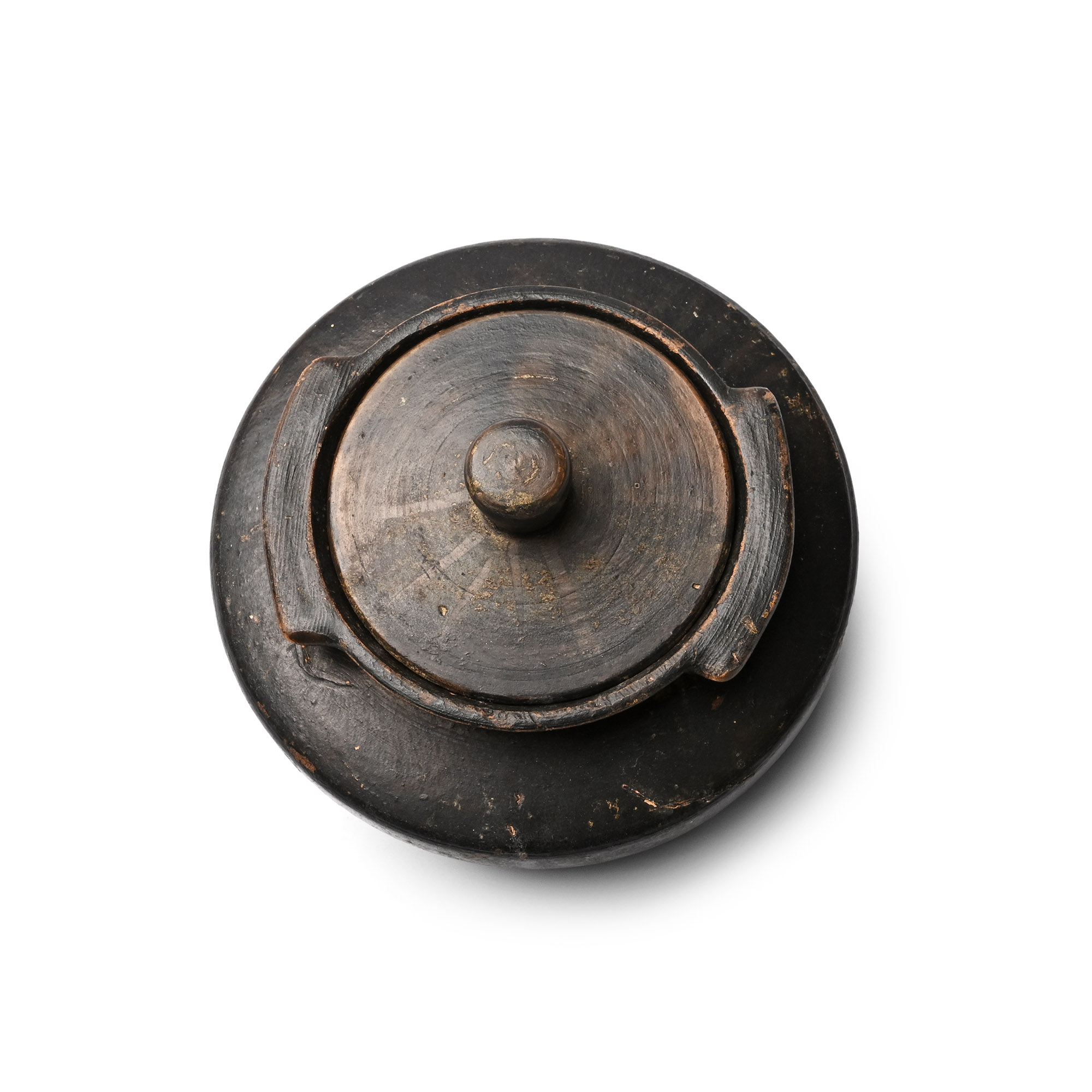 Greek Attic Black-Glazed Lidded Pyxis