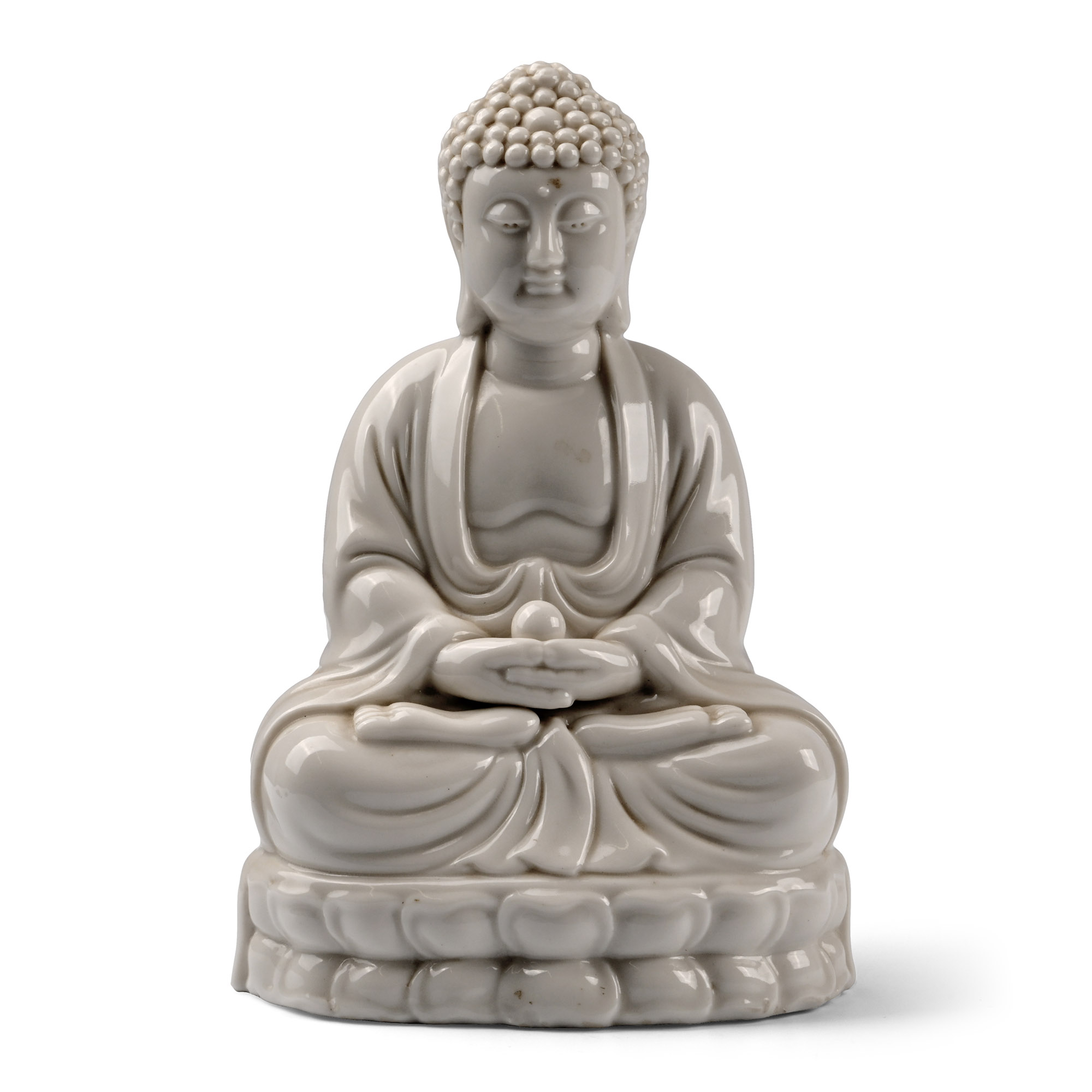 White Glazed Meditating Buddha