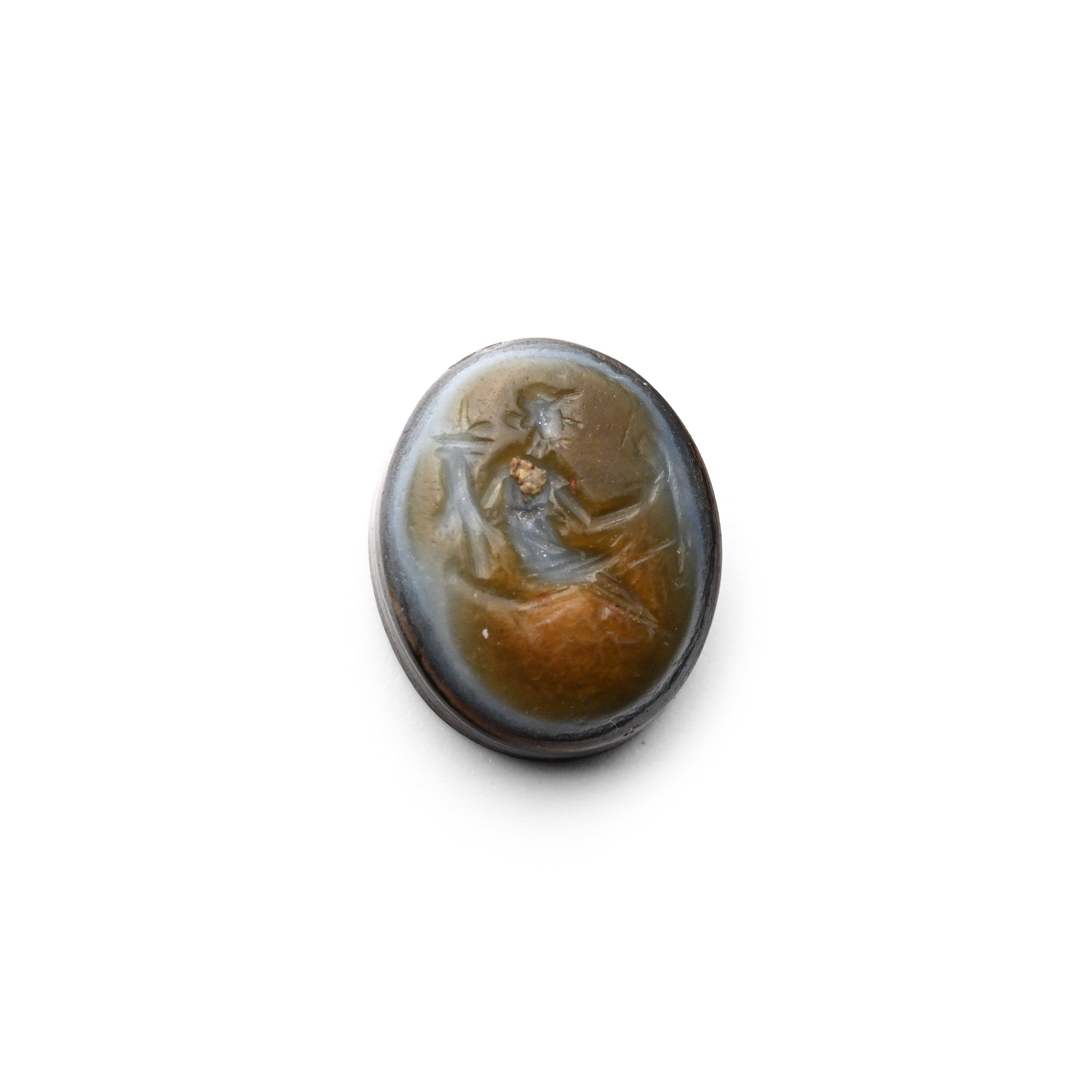 Roman Agate Gemstone with Seated Figure