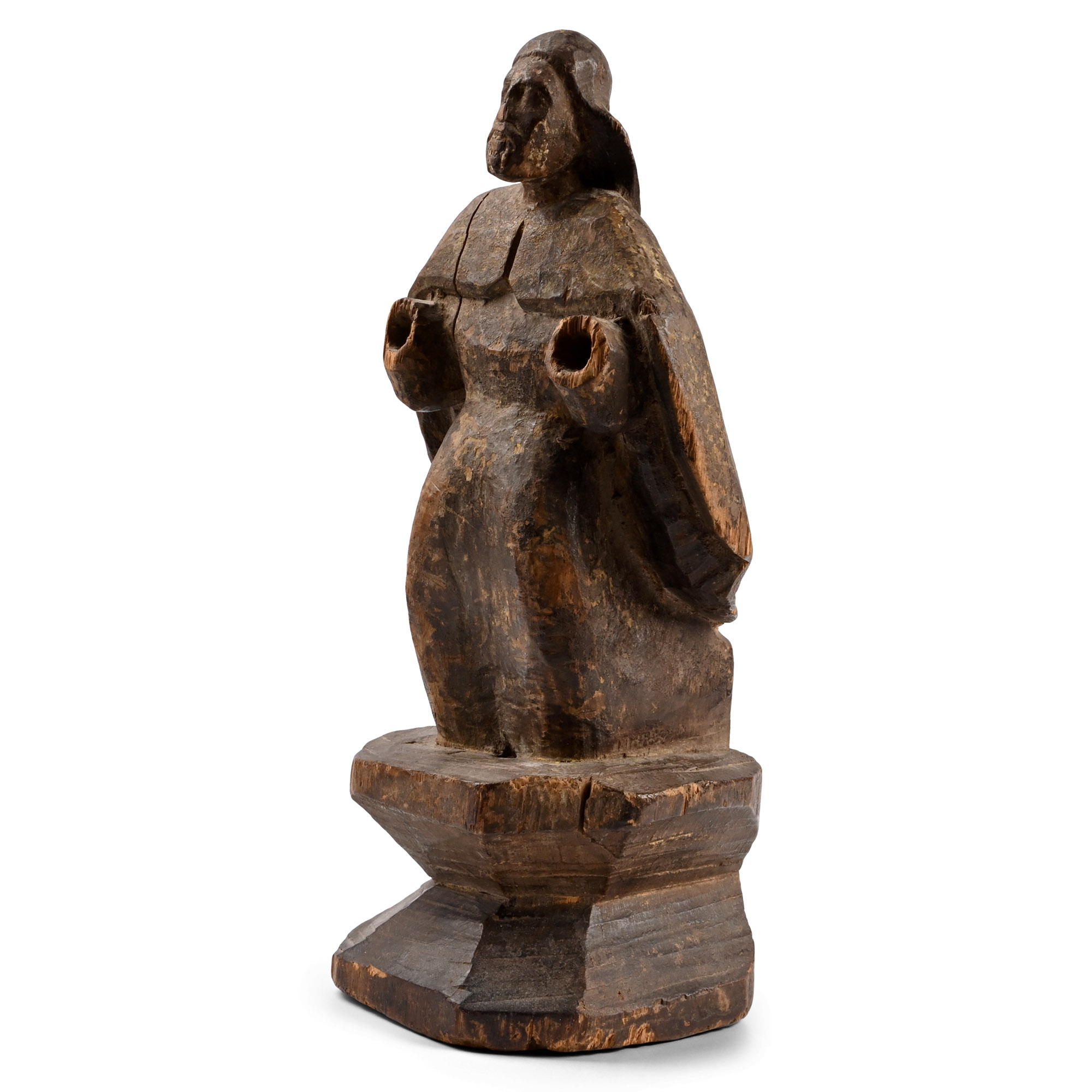 Post Medieval Wooden Statue of a Kneeling Priest