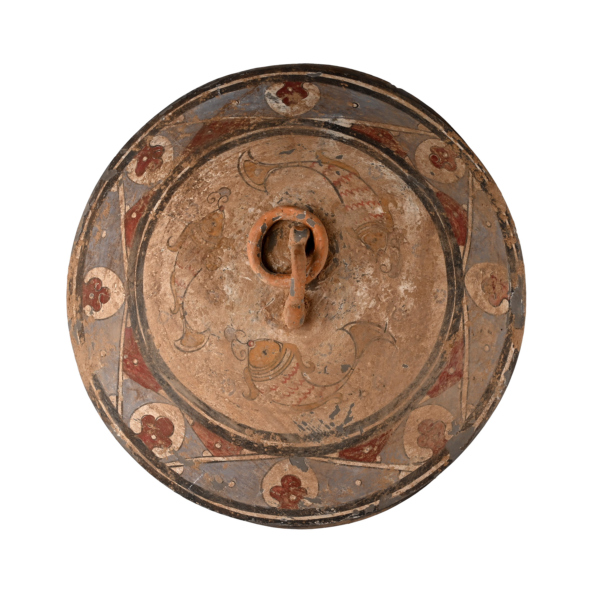 Chinese Han Style Terracotta Painted Lidded Vessel