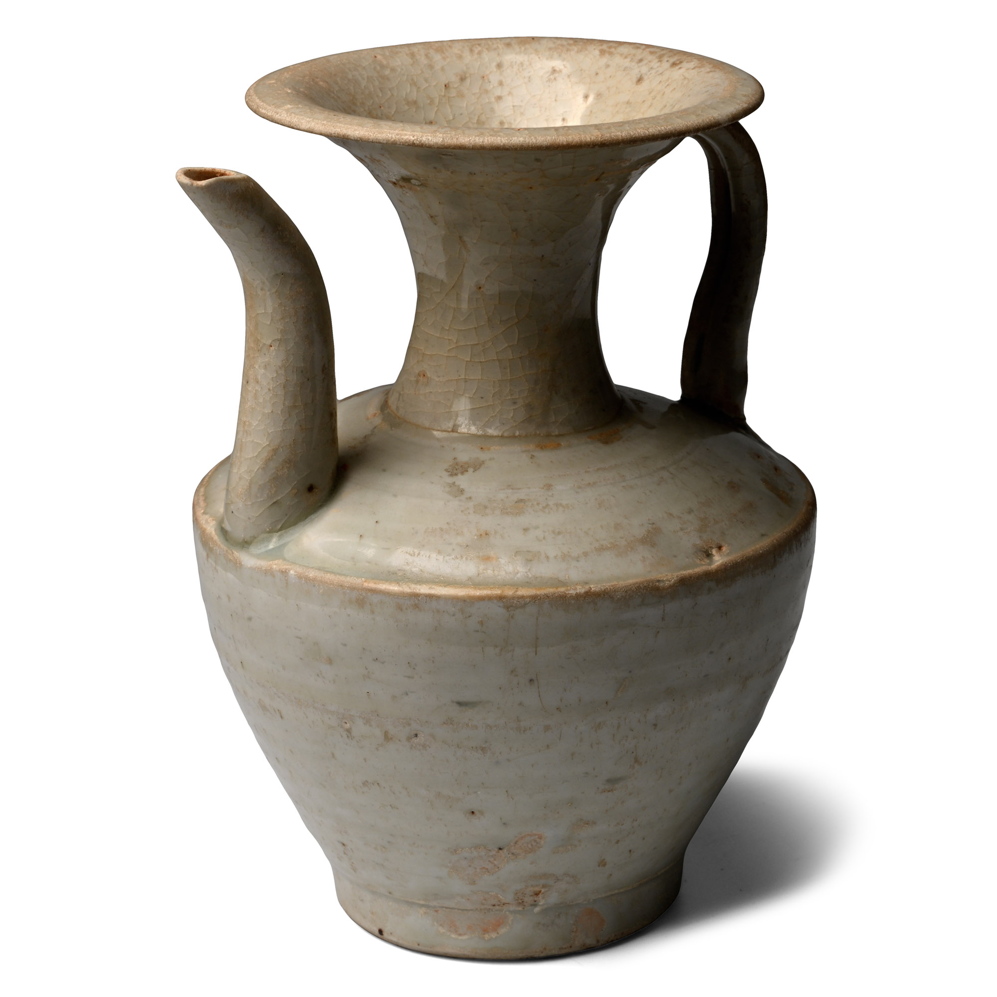Chinese Song Cizhou White Glazed Stoneware Ewer