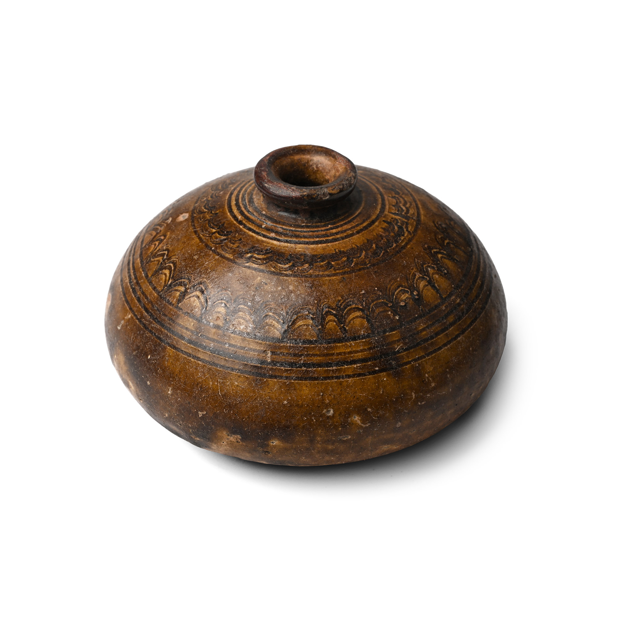South East Asian Glazed Ceramic Oil Vessel