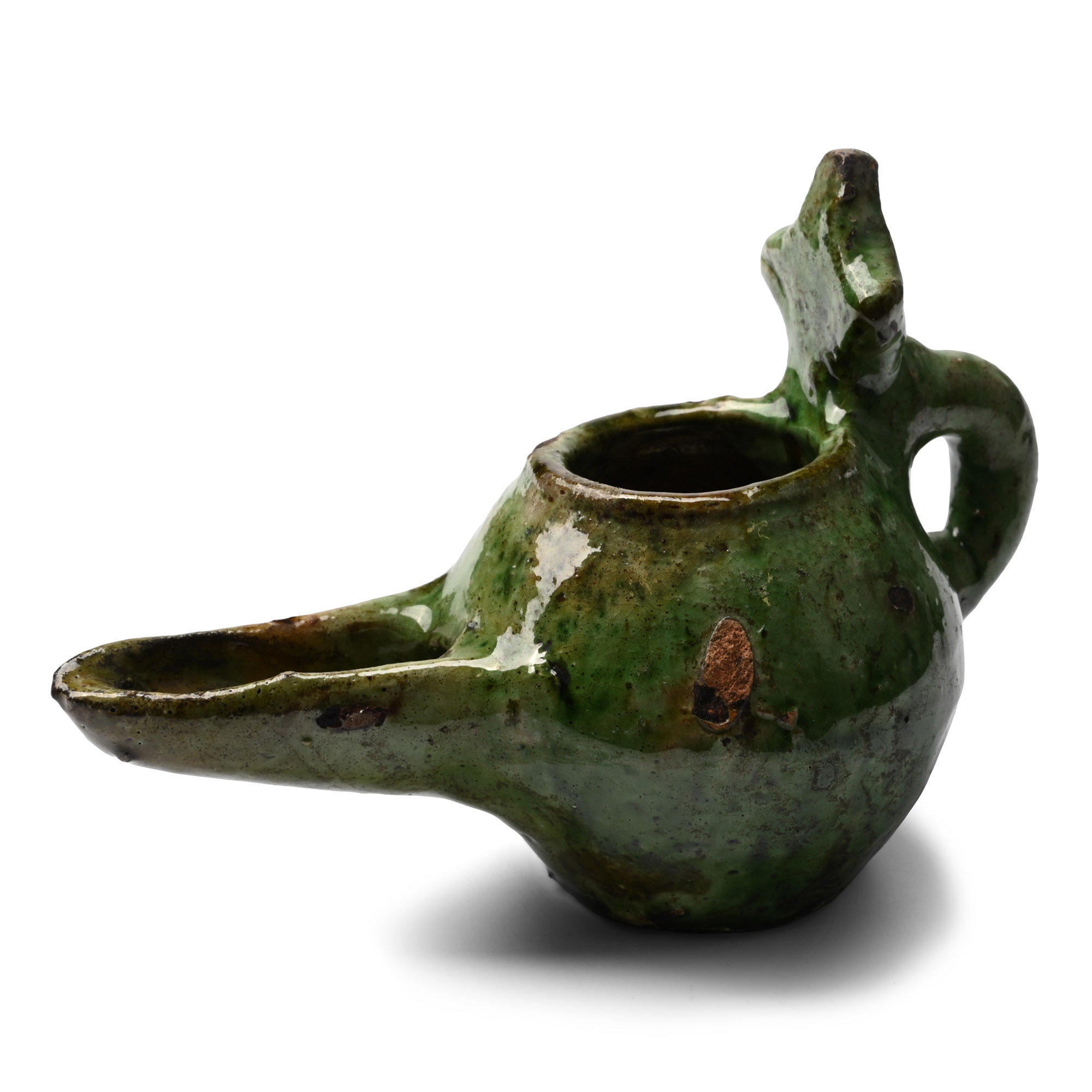 Seljuk Green-Glazed Ceramic Oil Lamp