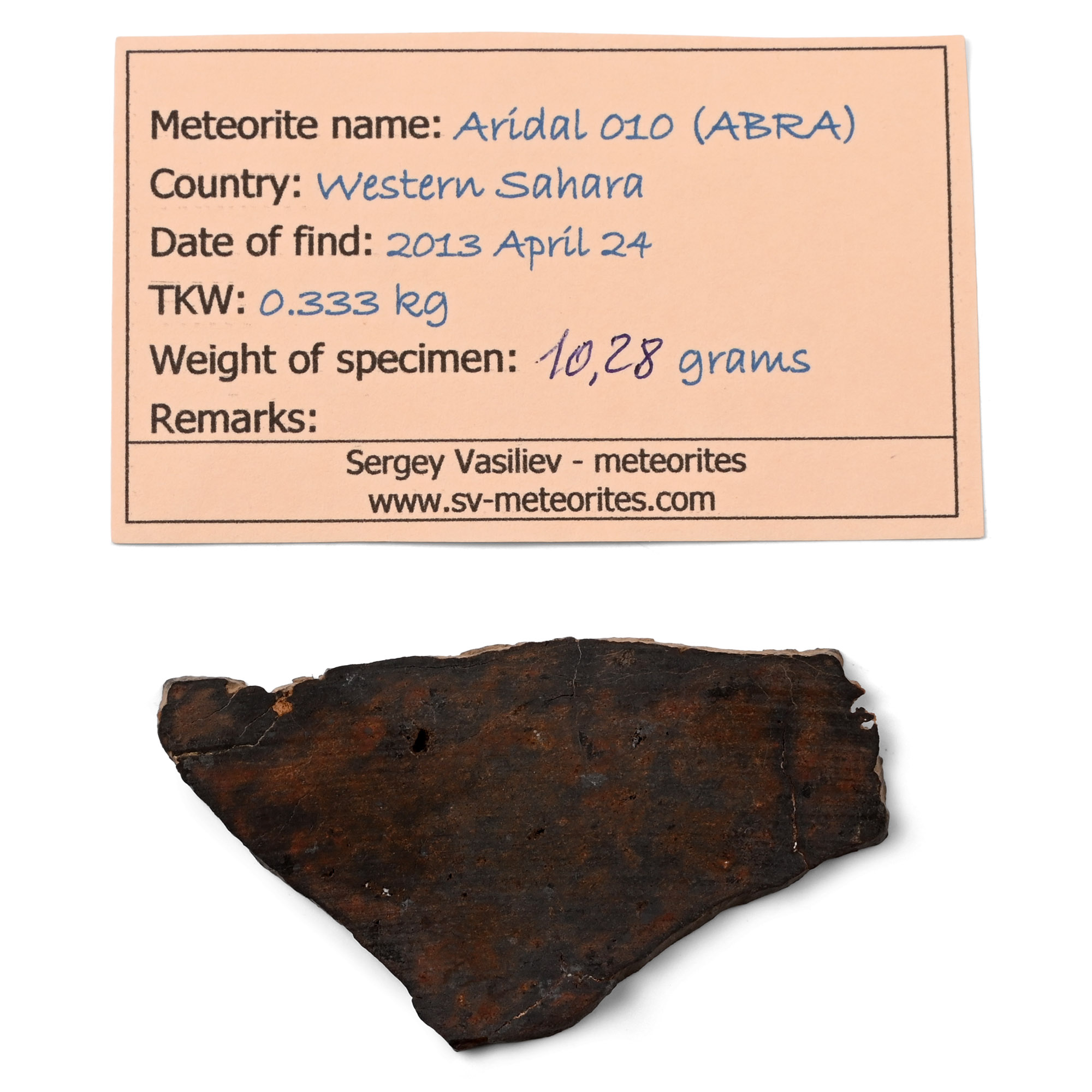 Aridal 010 (ABRA) Primative Achondrite Brachinite Meteorite Slice