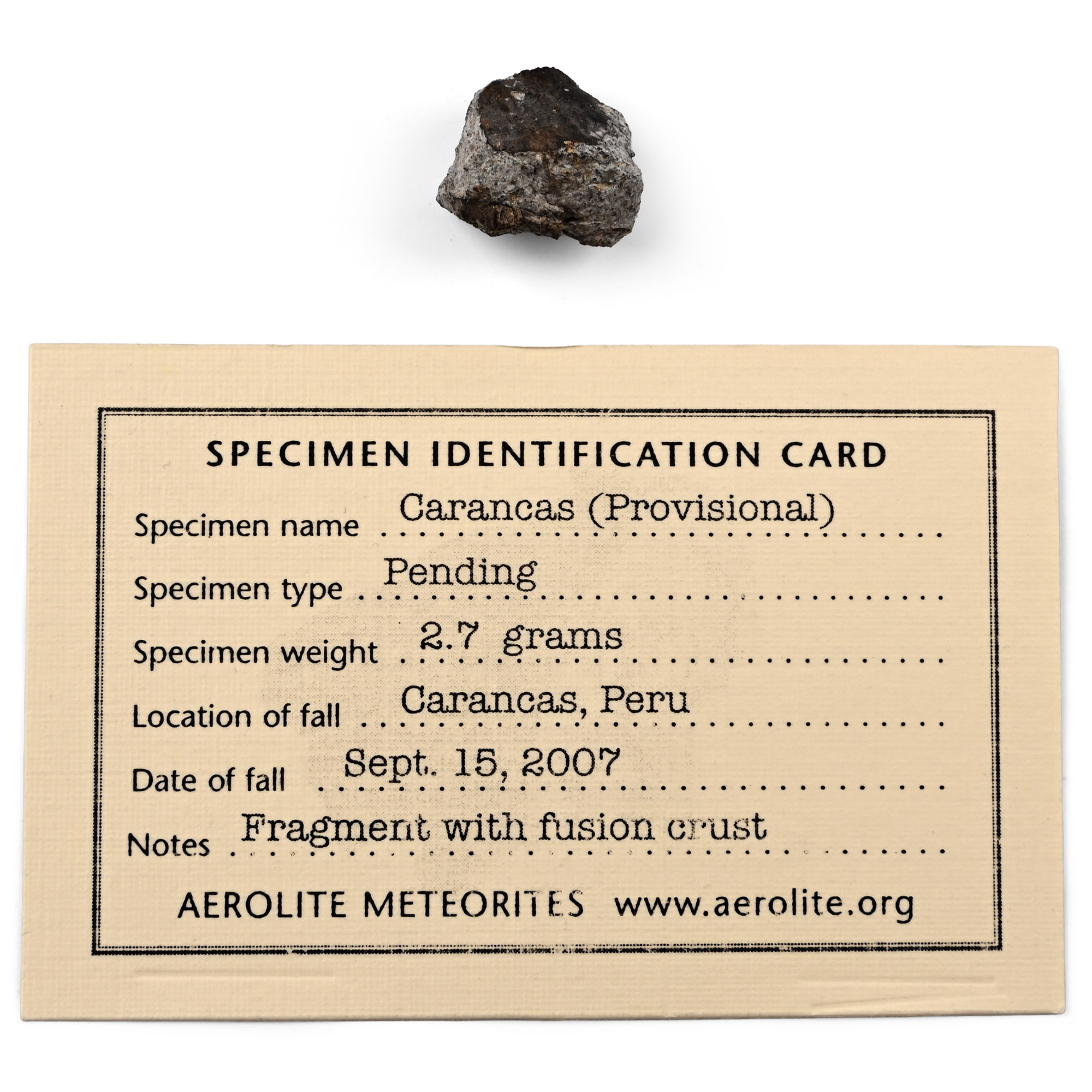 Carancas H4-5 Chondrite Meteorite with Fusion Crust