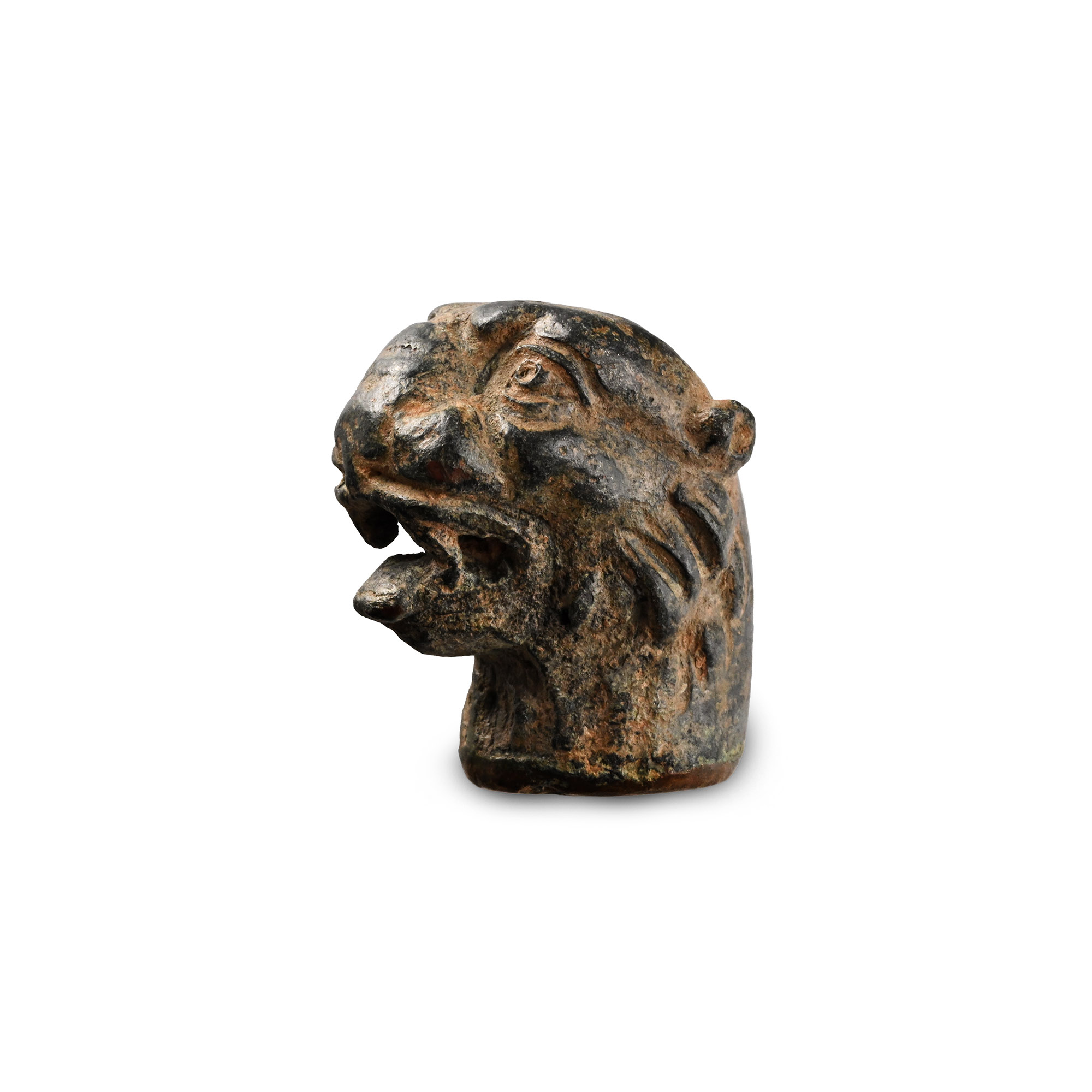 Roman Bronze Knife Pommel with Head of a Lion