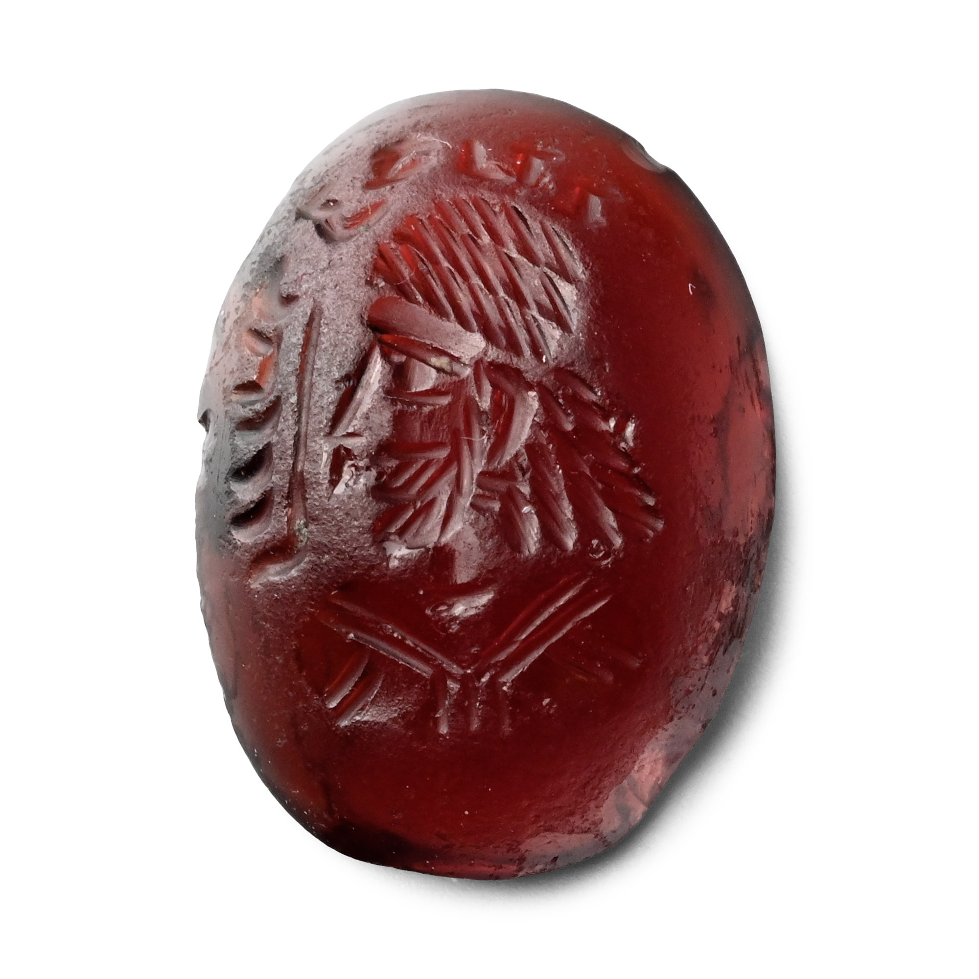 Sasanian Garnet Gemstone with Bust and Inscription