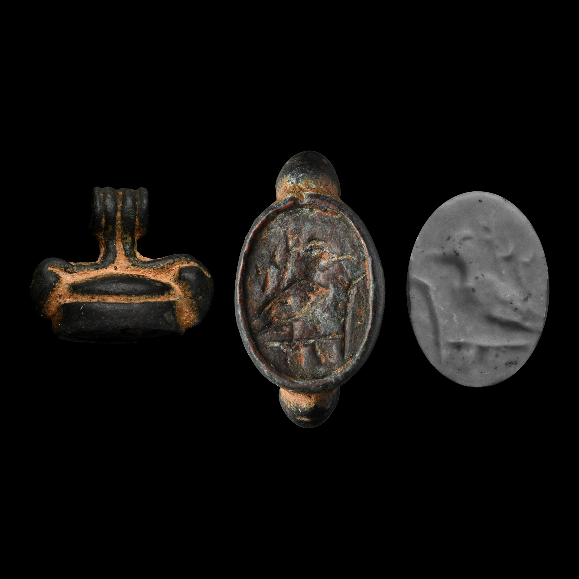 Phoenician Bronze Scaraboid Seal Matrix