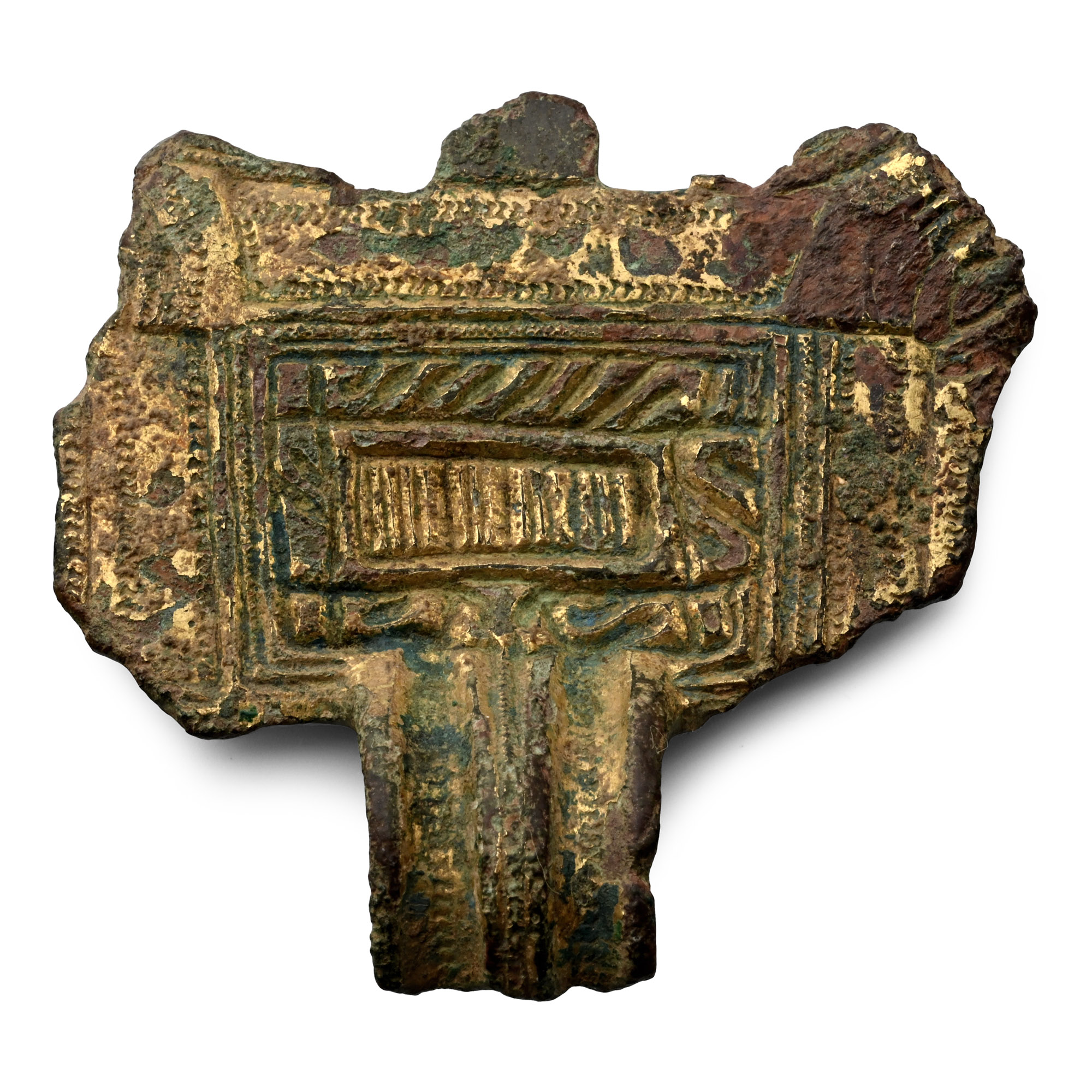 Large Anglo-Saxon Gilt Bronze Great Square-Headed Brooch Fragment