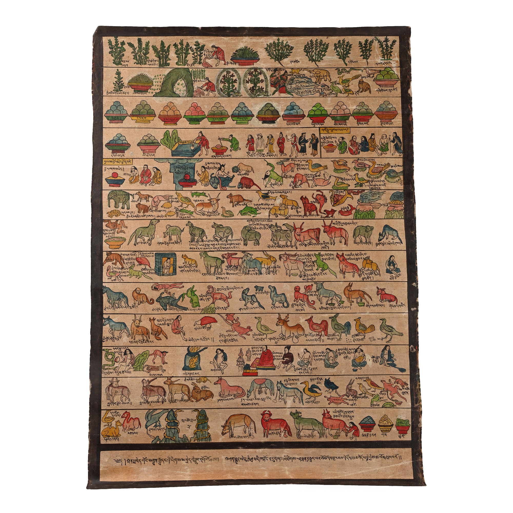 Vintage Tibetan Buddhist Hand-Painted Thangka