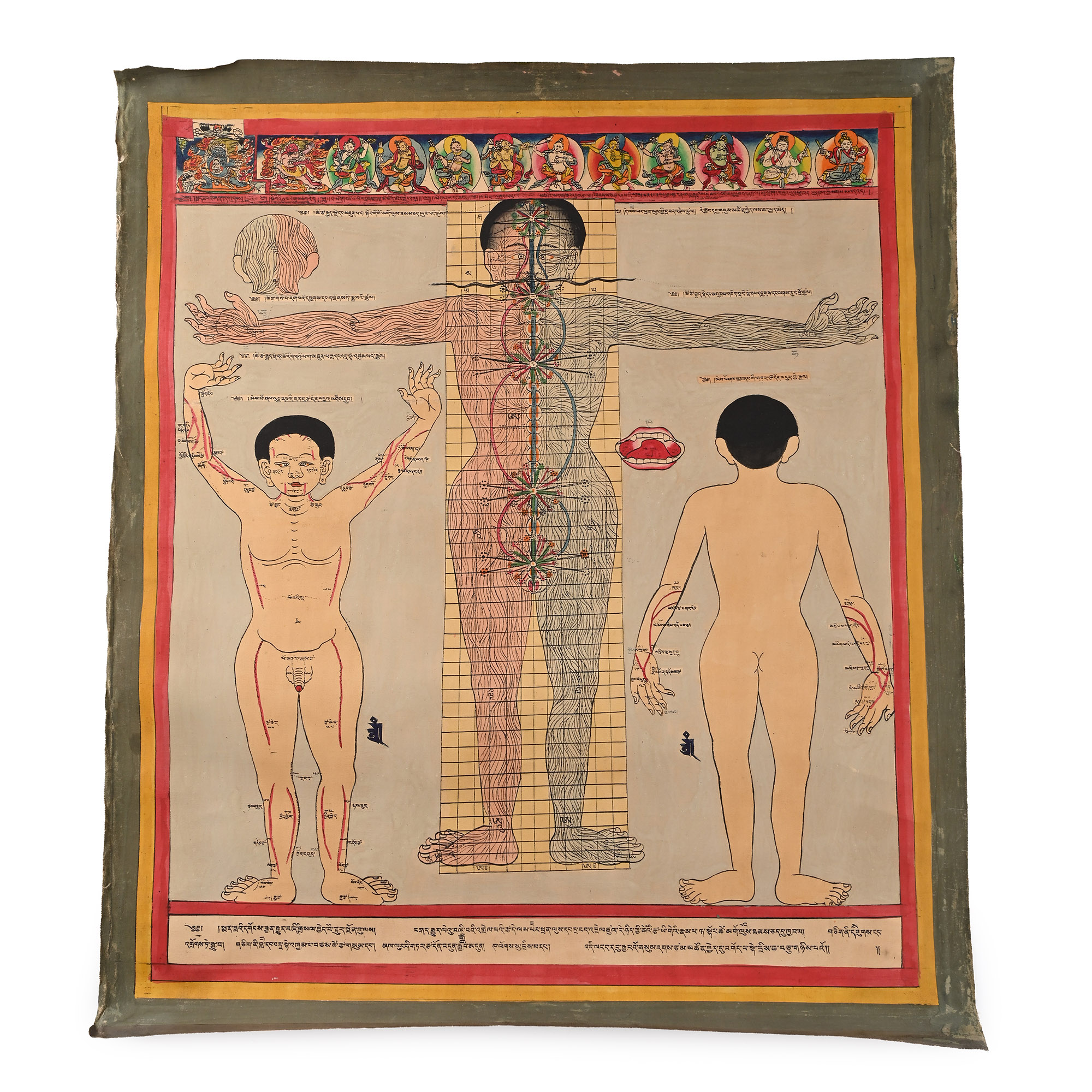 Vintage Tibetan Buddhist Hand-Painted Thangka