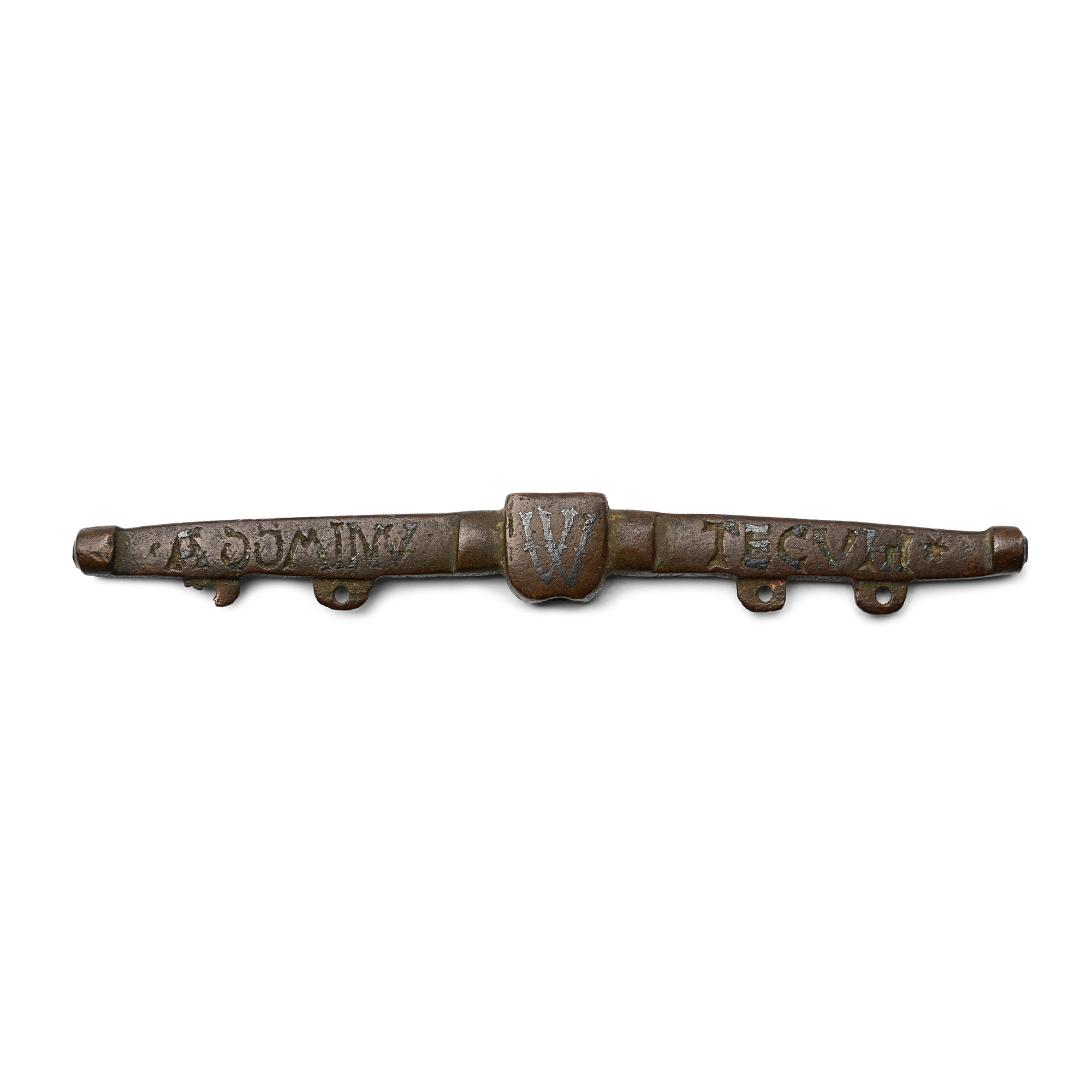 Medieval Inscribed Bronze Purse Bar
