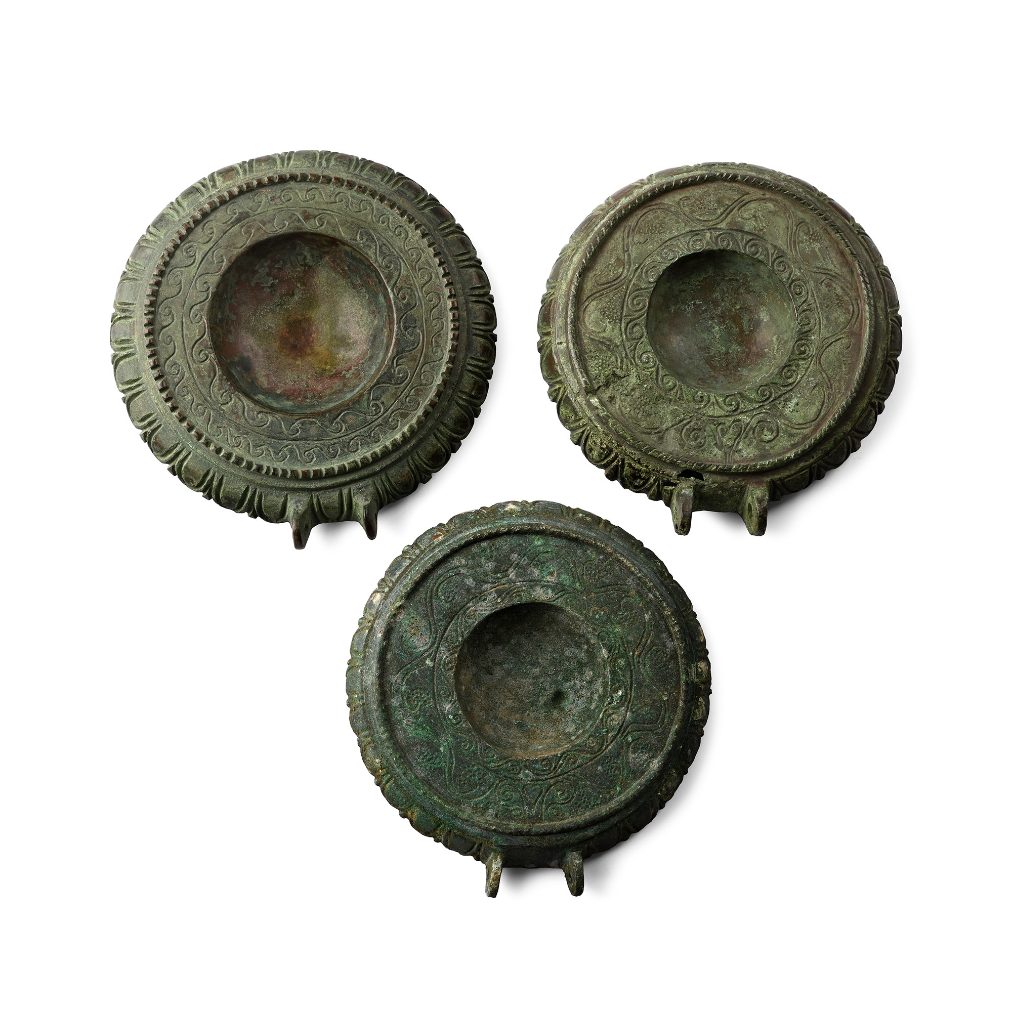 Roman Decorated Bronze Vessel Lid Group