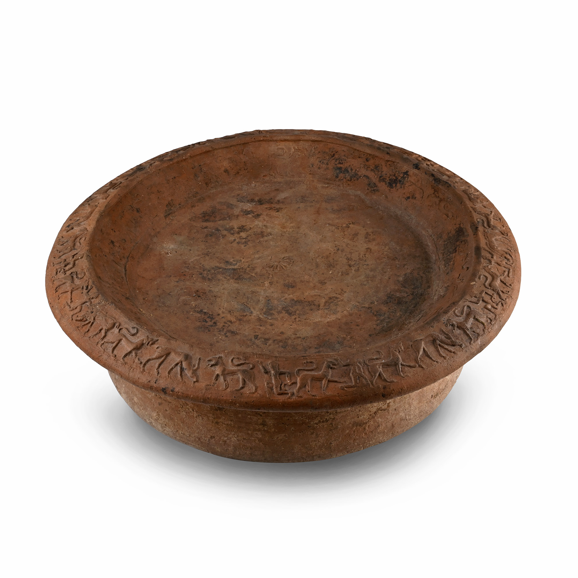 Large Etruscan Terracotta Caeretan Cylinder-Stamped Brazier