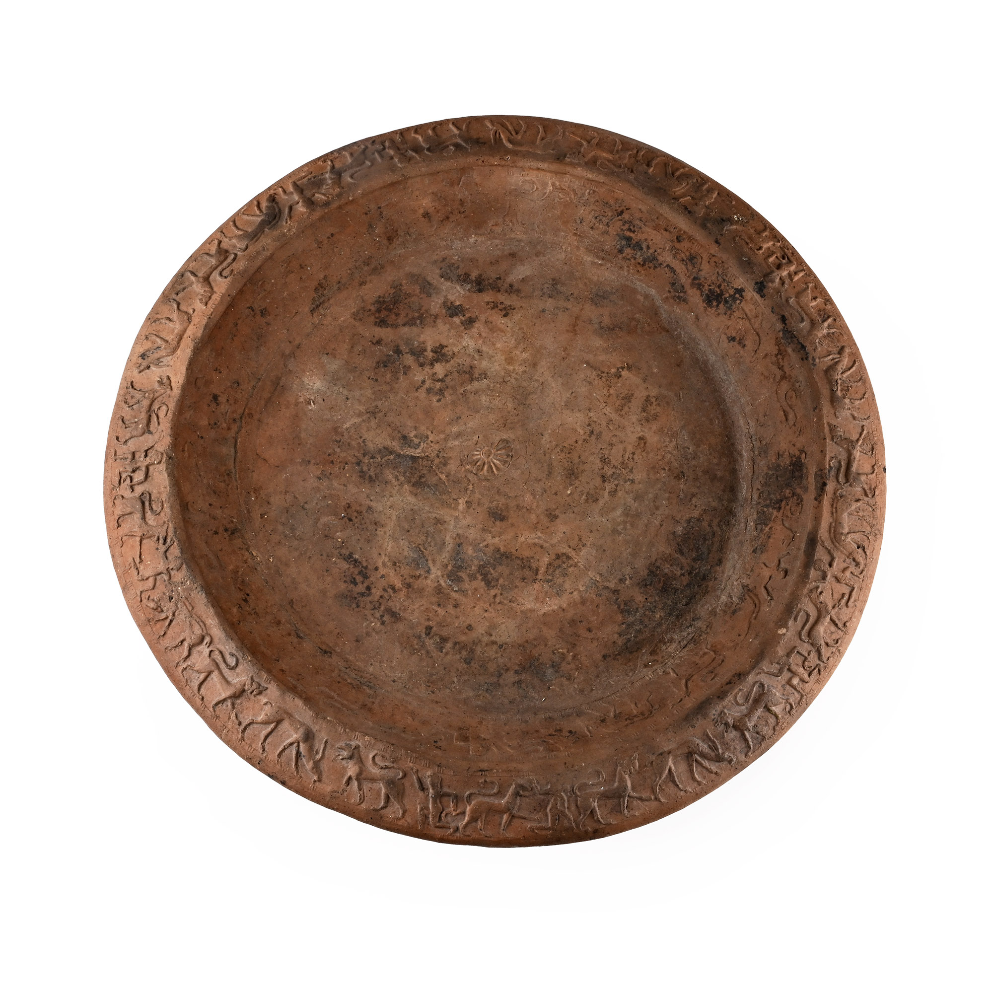 Large Etruscan Terracotta Caeretan Cylinder-Stamped Brazier