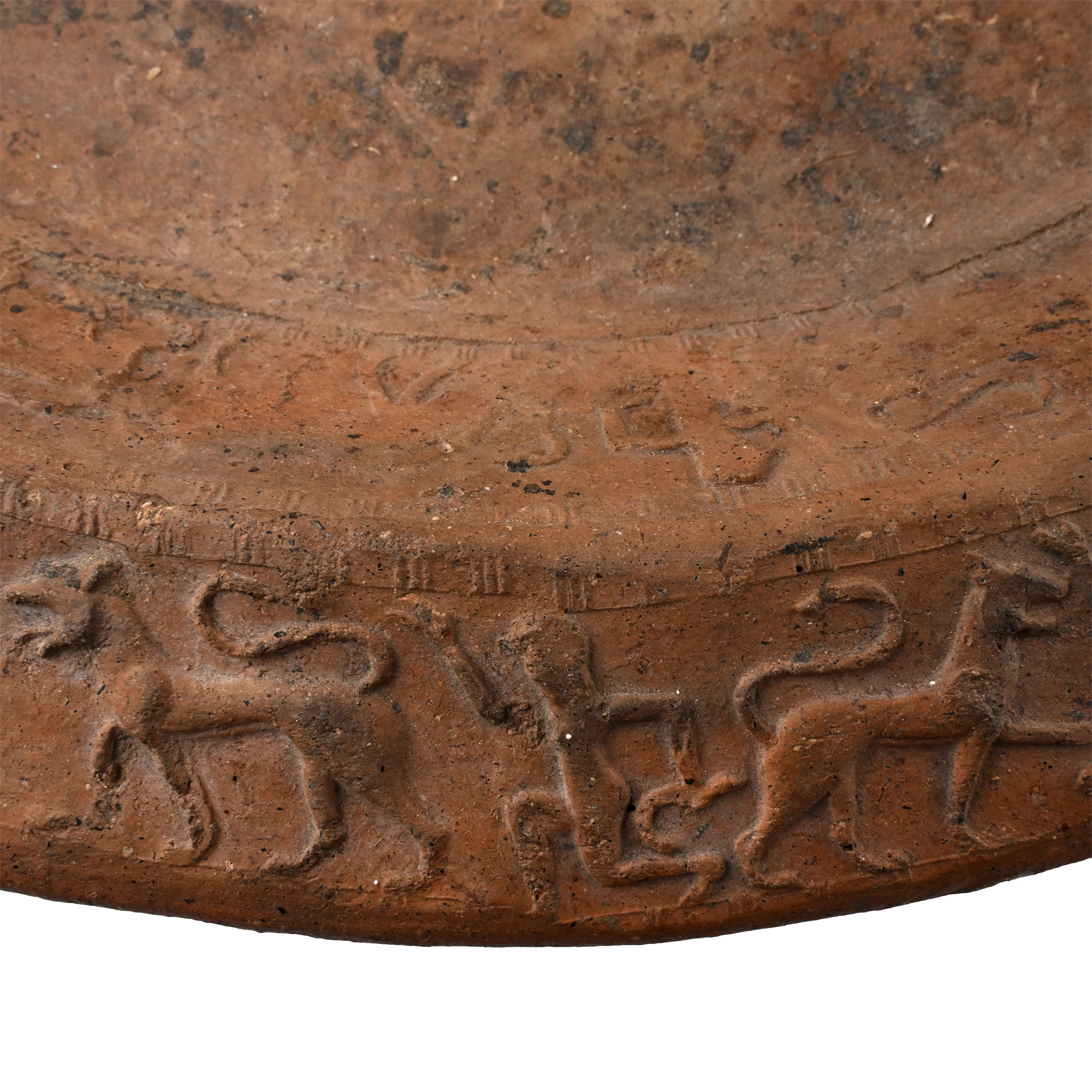 Large Etruscan Terracotta Caeretan Cylinder-Stamped Brazier
