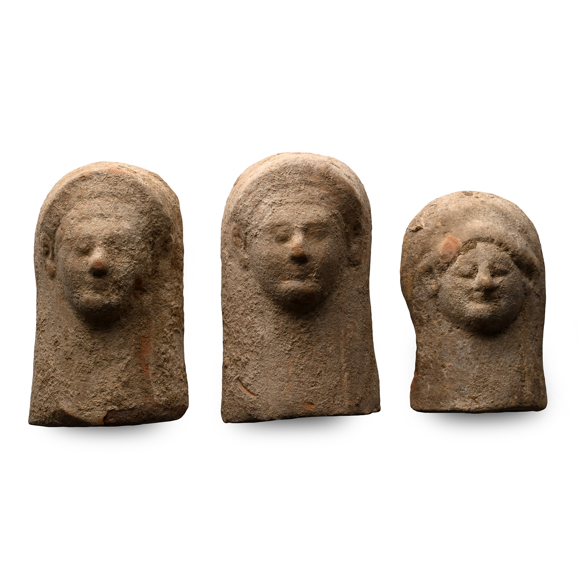 Greek Terracotta Female Protome Group