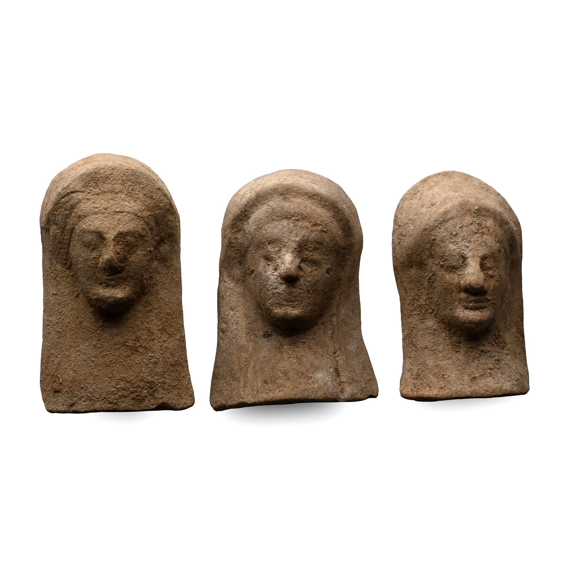 Greek Terracotta Female Protome Group