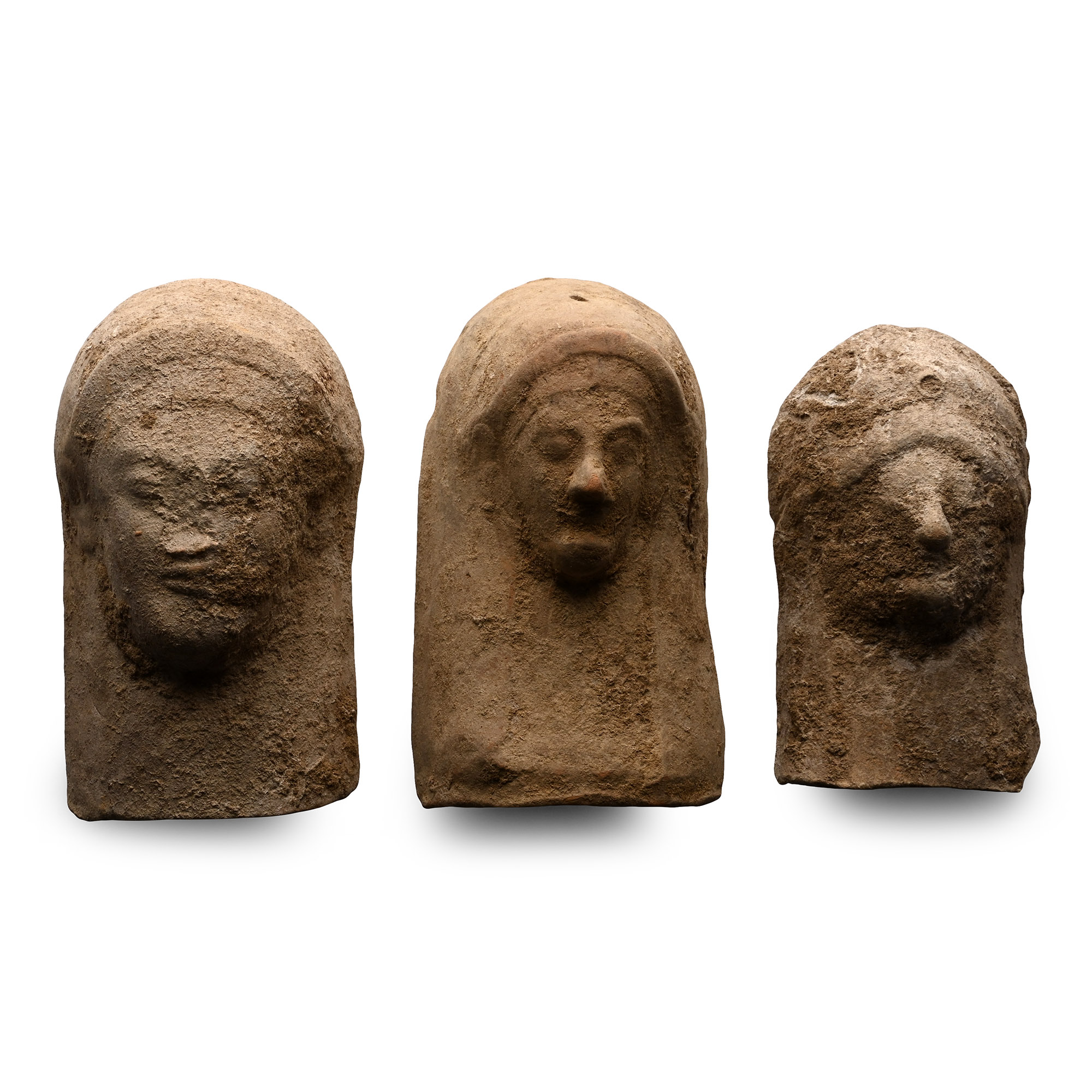 Greek Terracotta Female Protome Group