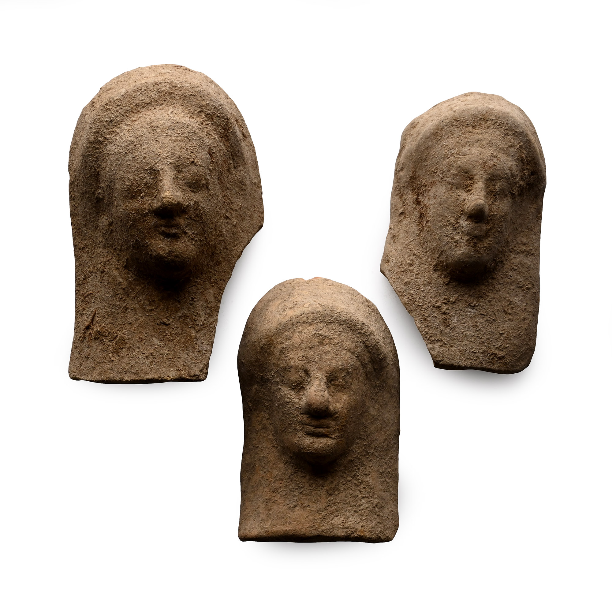 Greek Terracotta Female Protome Group