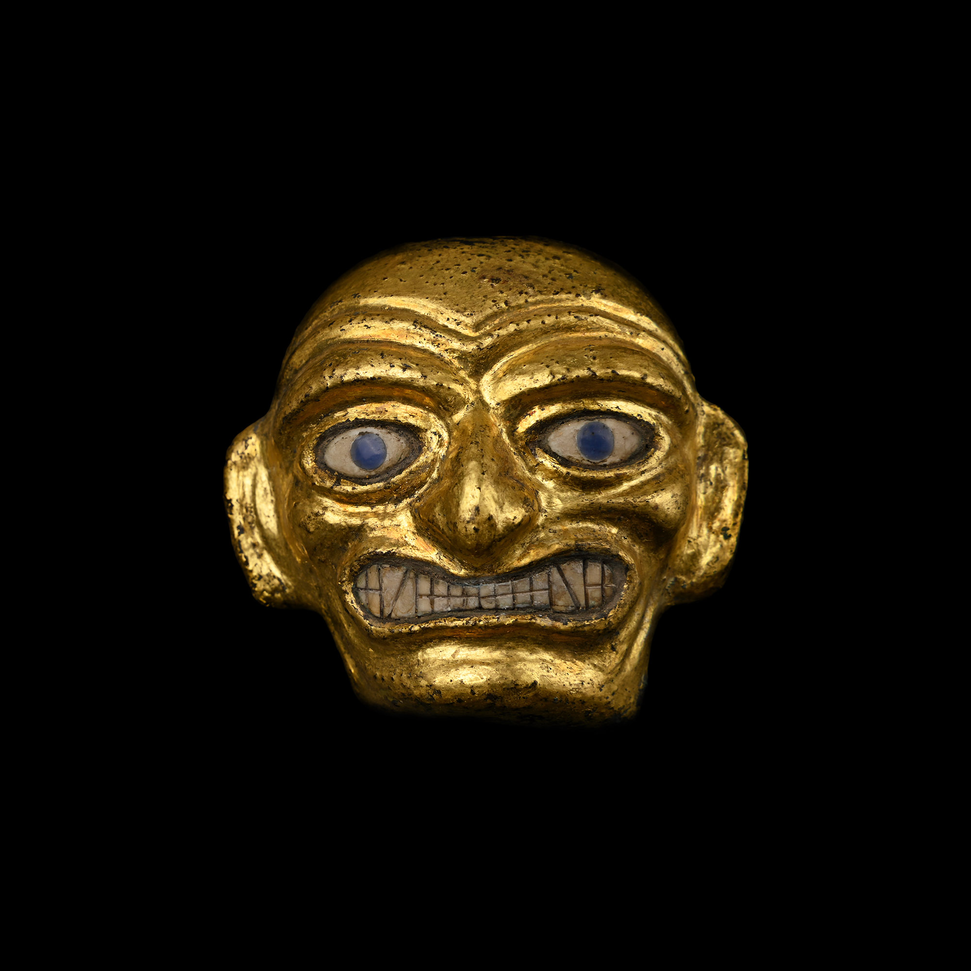 Moche Tumbago Royal Janus Portrait Figure with Inlaid Eyes and Teeth