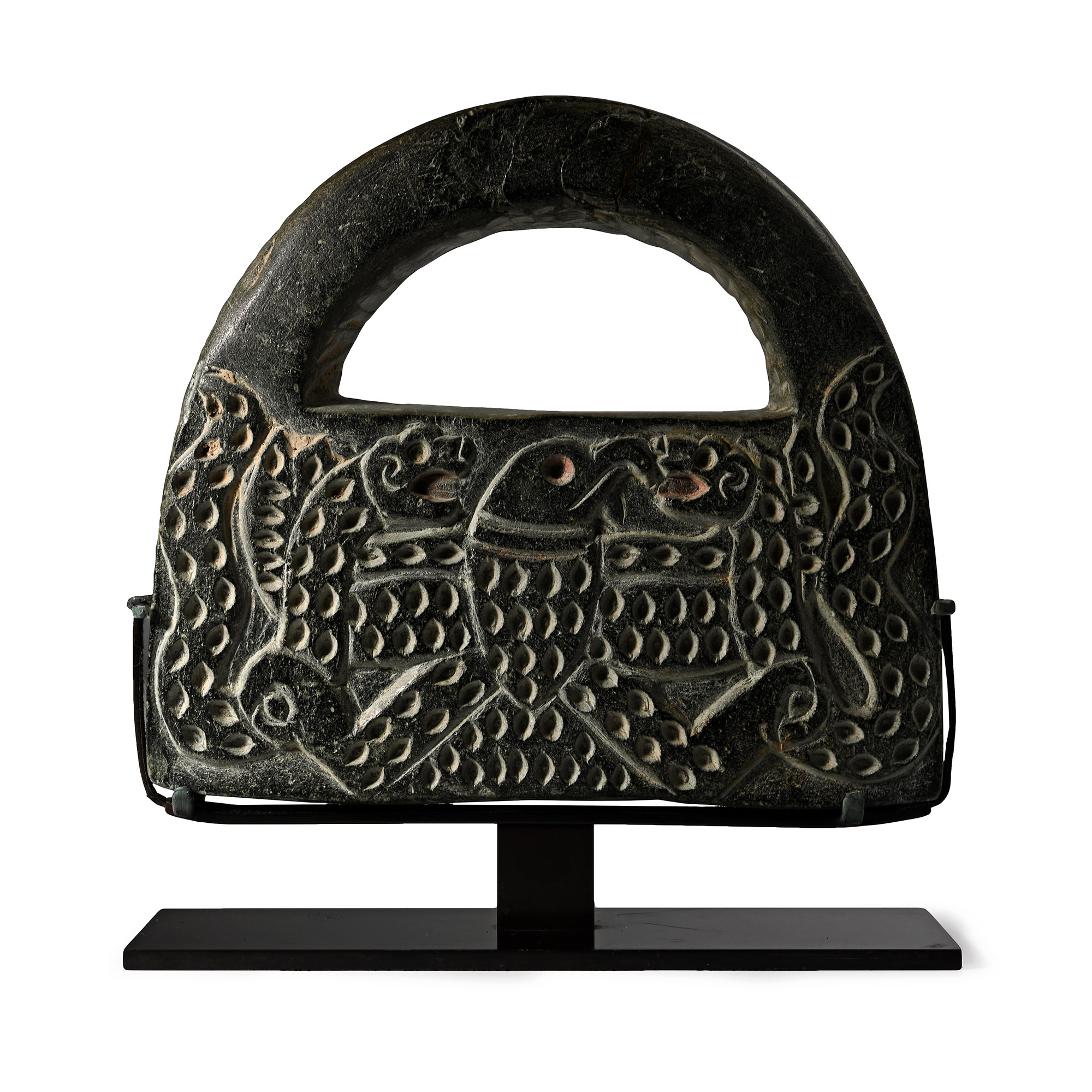 Bactrian Black Chlorite 'Hand Bag' Ceremonial Weight