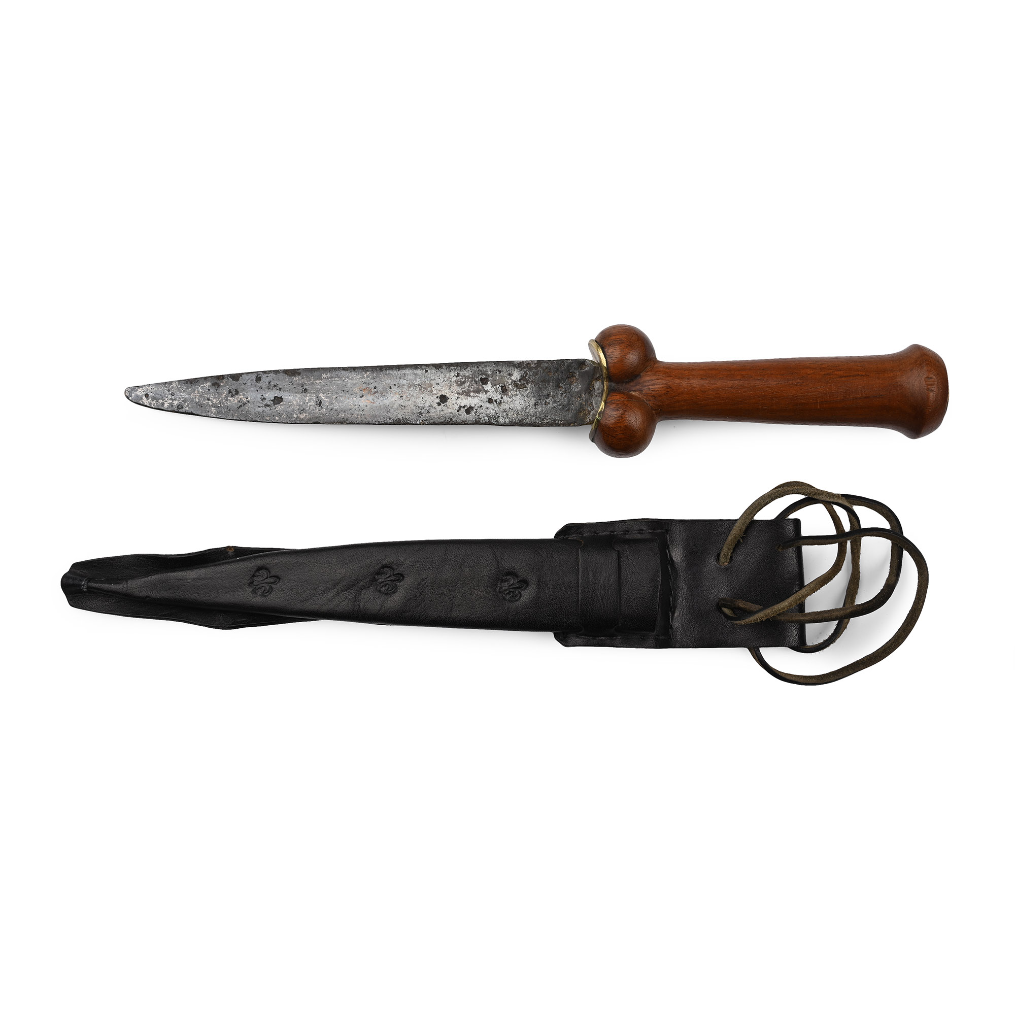 Medieval Iron Ballock Dagger with Reproduction Hilt and Sheath