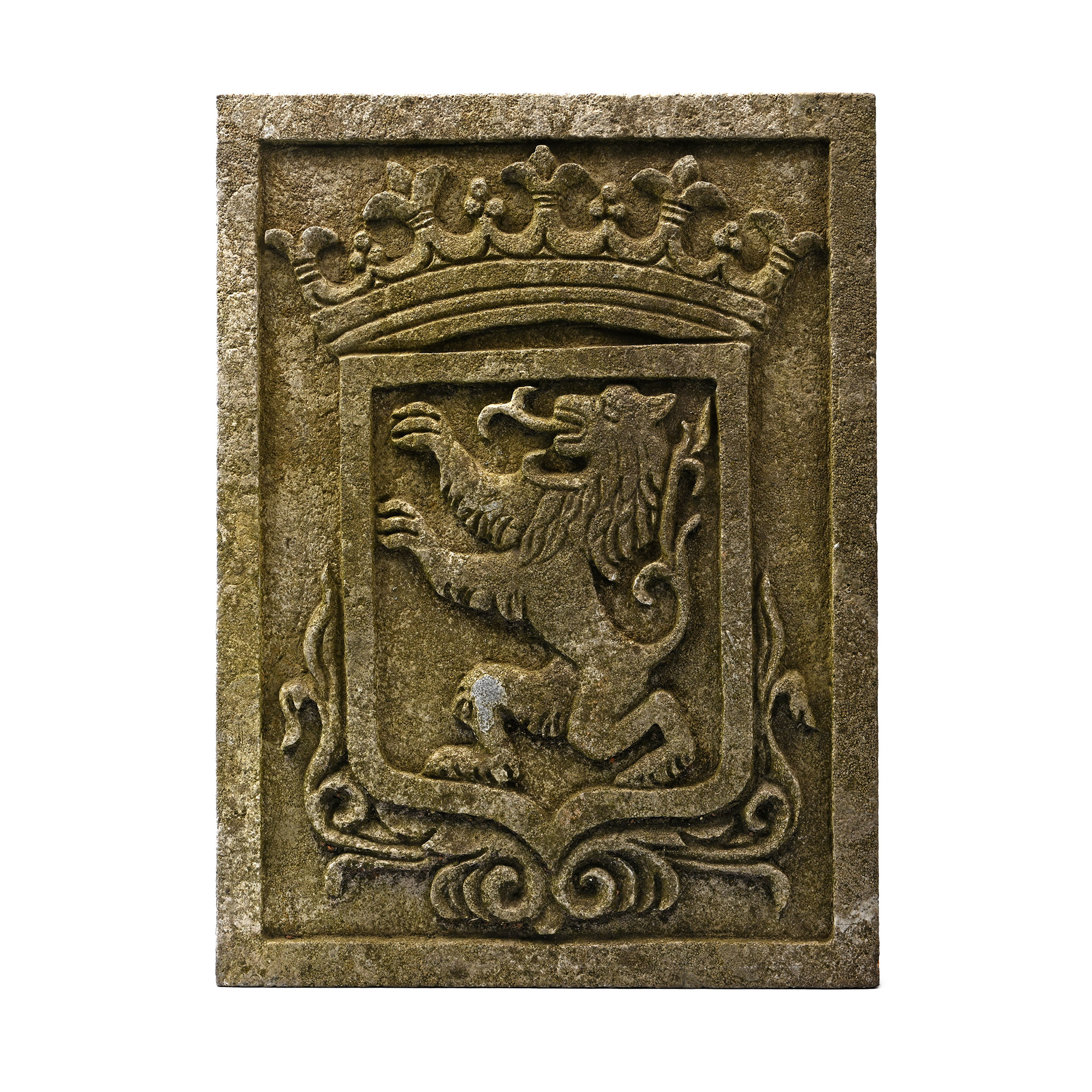 Heraldic Limestone Plaque with Lion