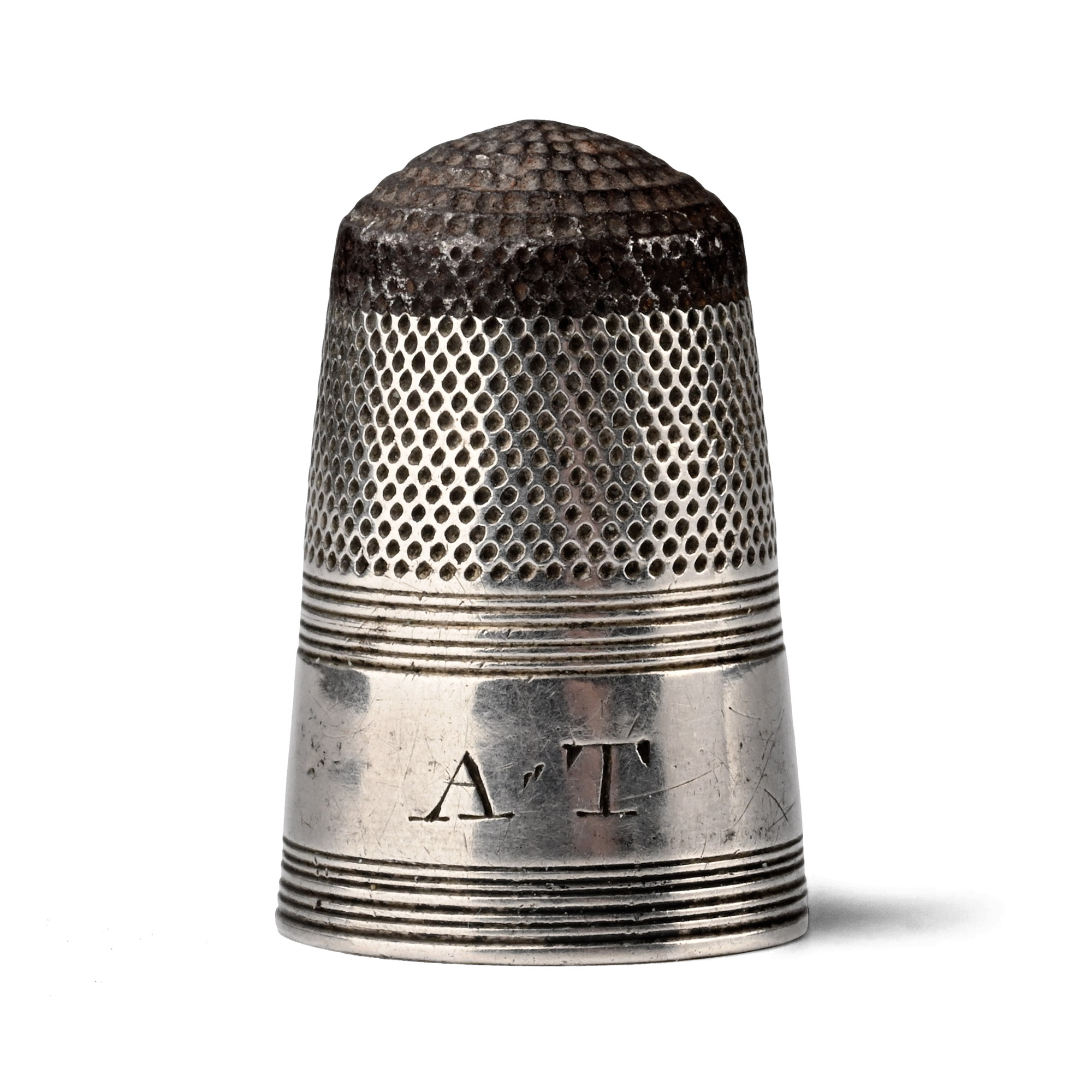 Post Medieval Silver Thimble with Initials AT