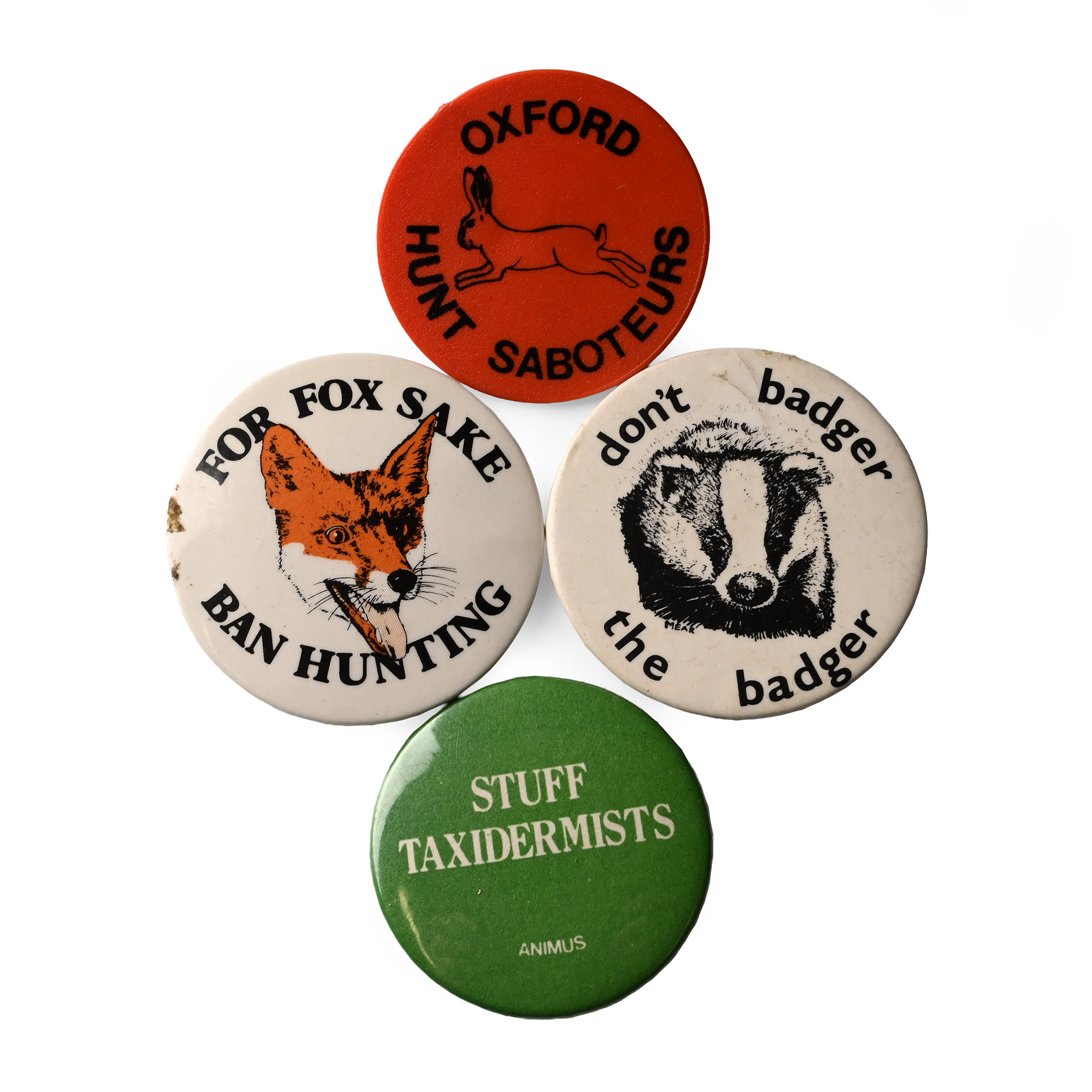 Anti-Hunting Vintage Pin Badge Collection