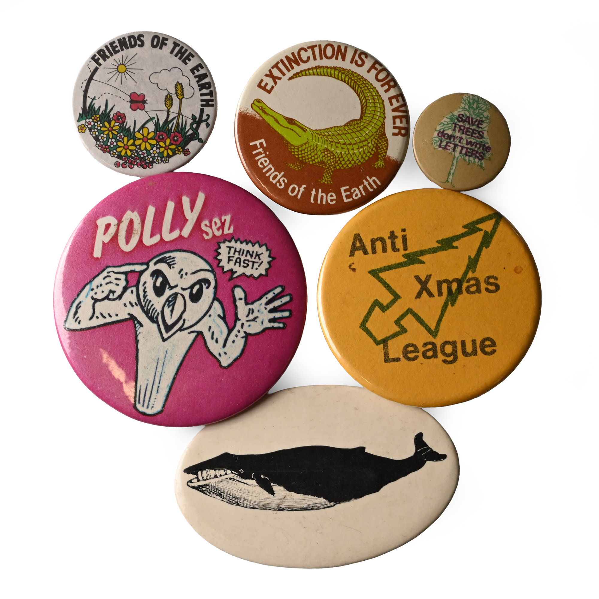 Anti-Extinction and Friends of the Earth Vintage Pin Badge Collection