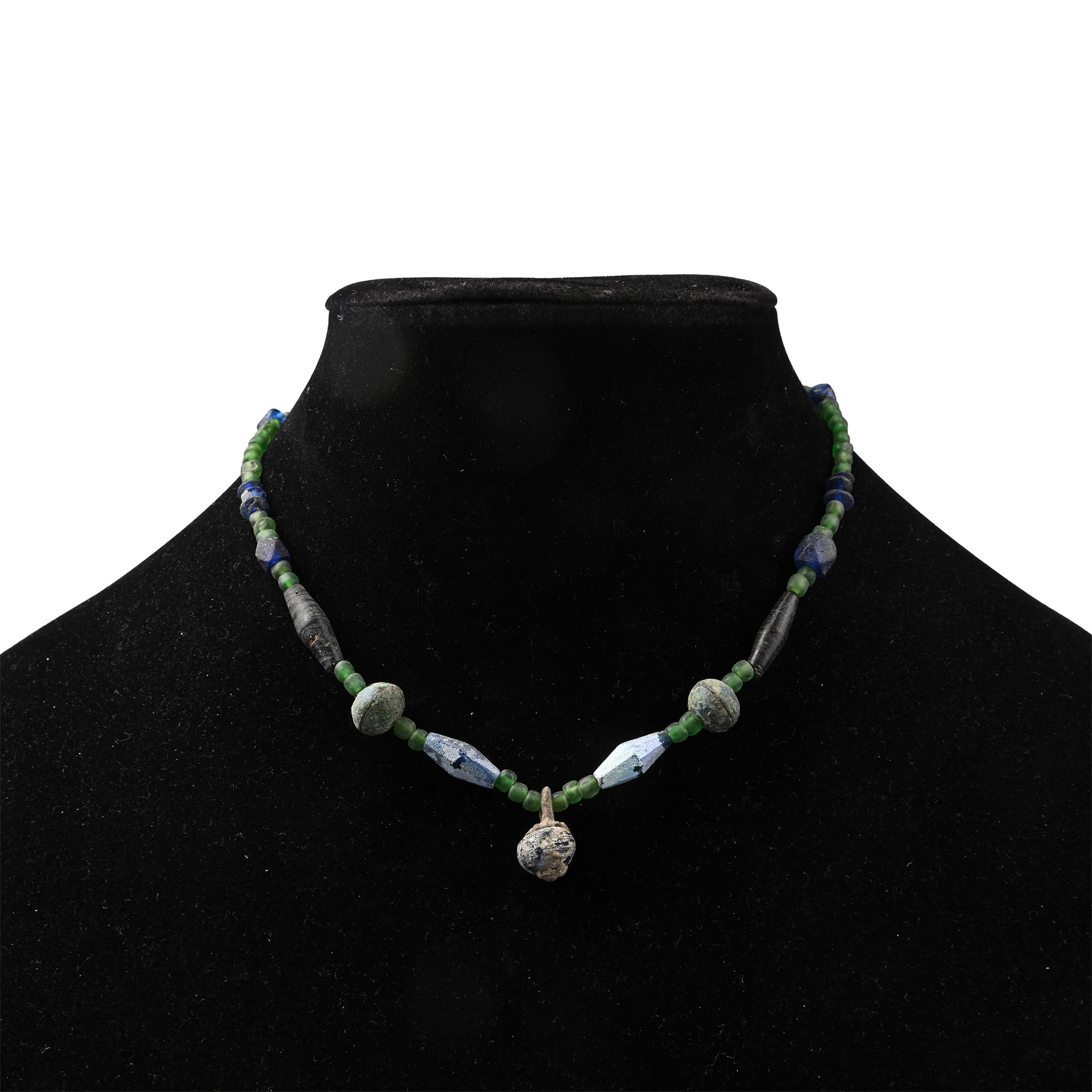 Roman Green and Blue Glass Bead Necklace String