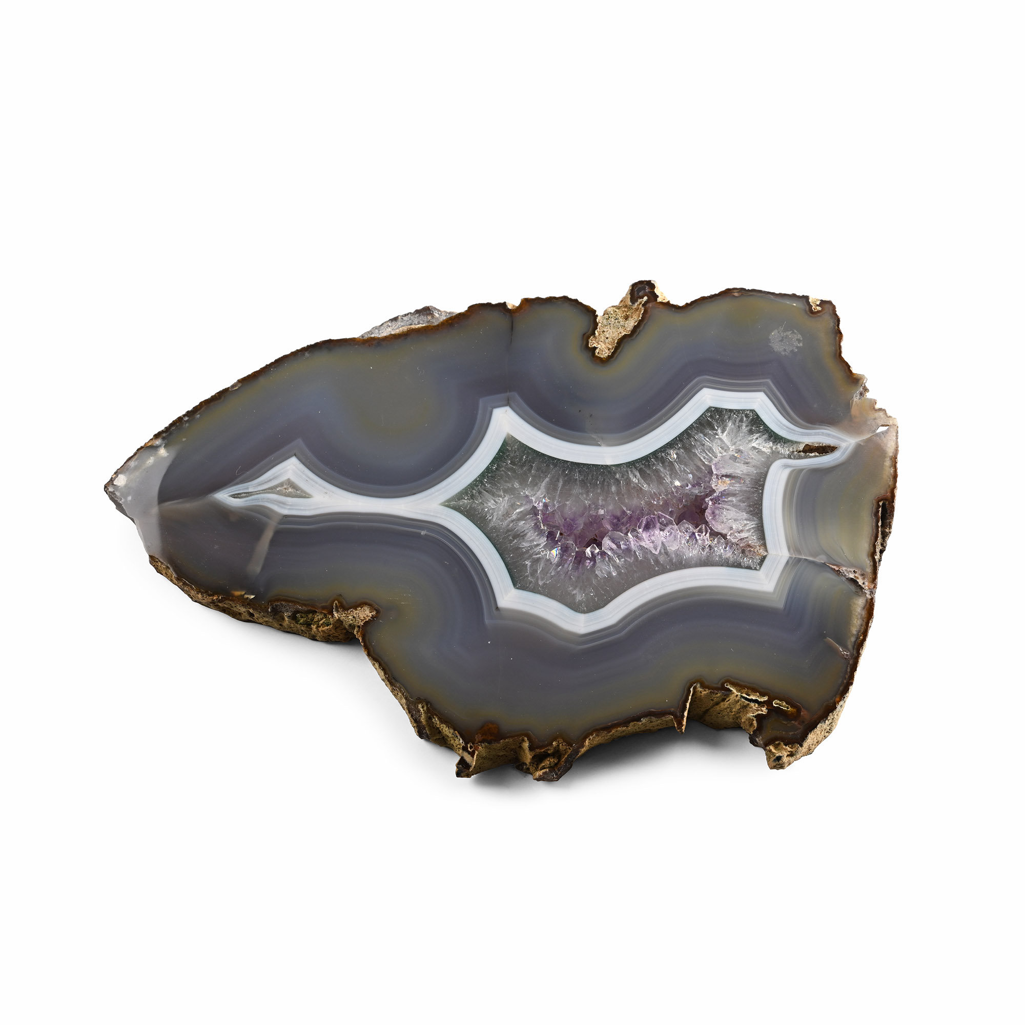 Cut and Polished Agate with Crystal Geode Slice