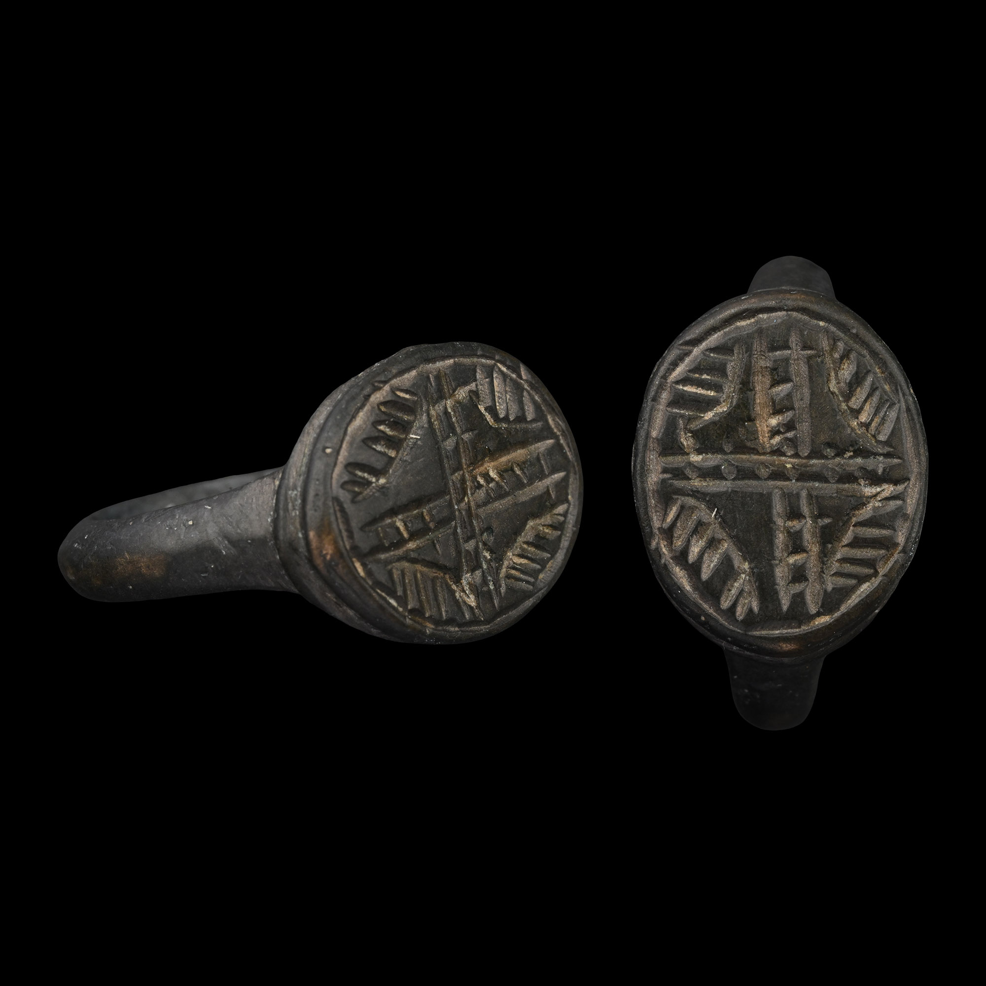 Medieval Bronze Ring with Lozenge Motif