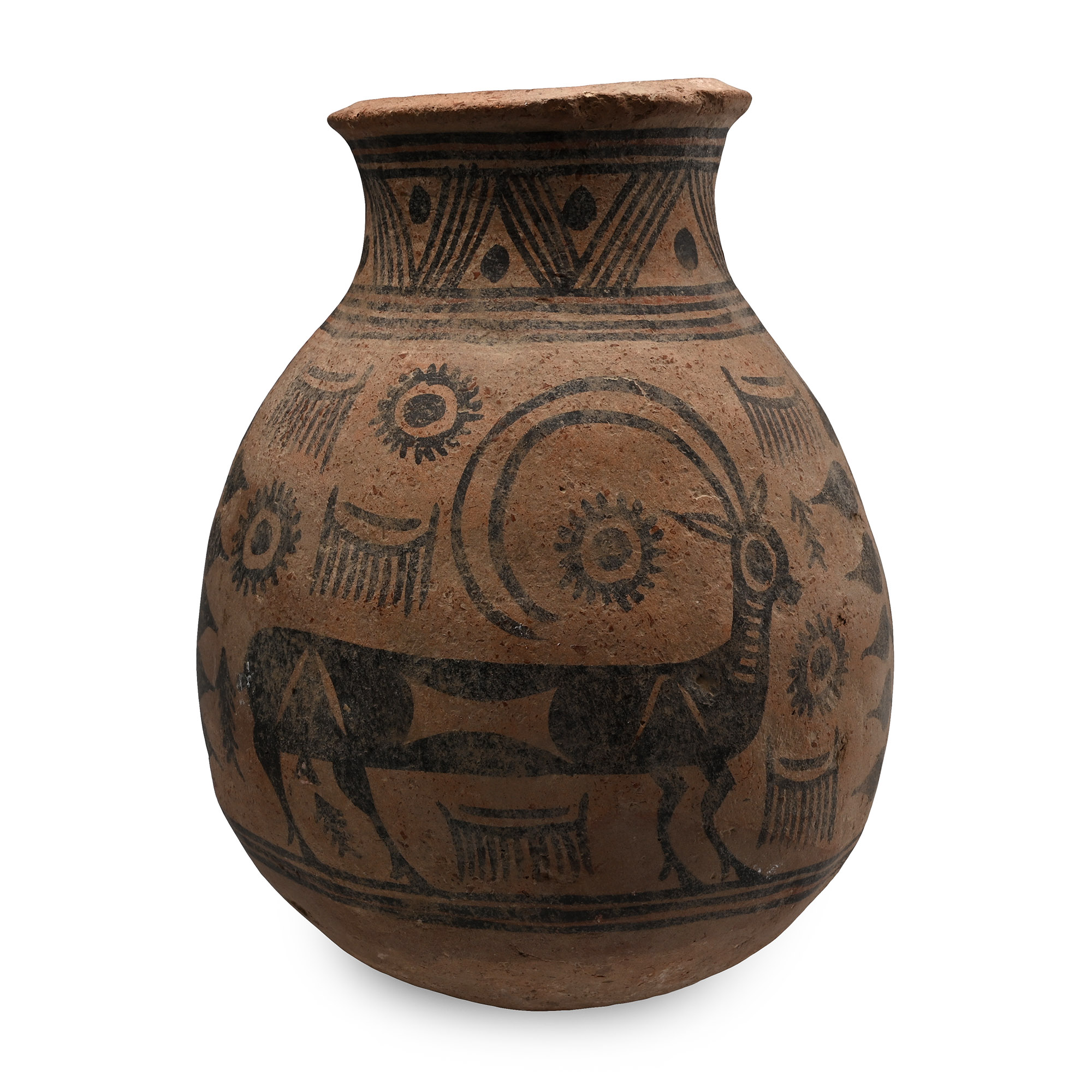 Indus Valley Mehrgarh Terracotta Jar with Ibexes, Trees and Symbols