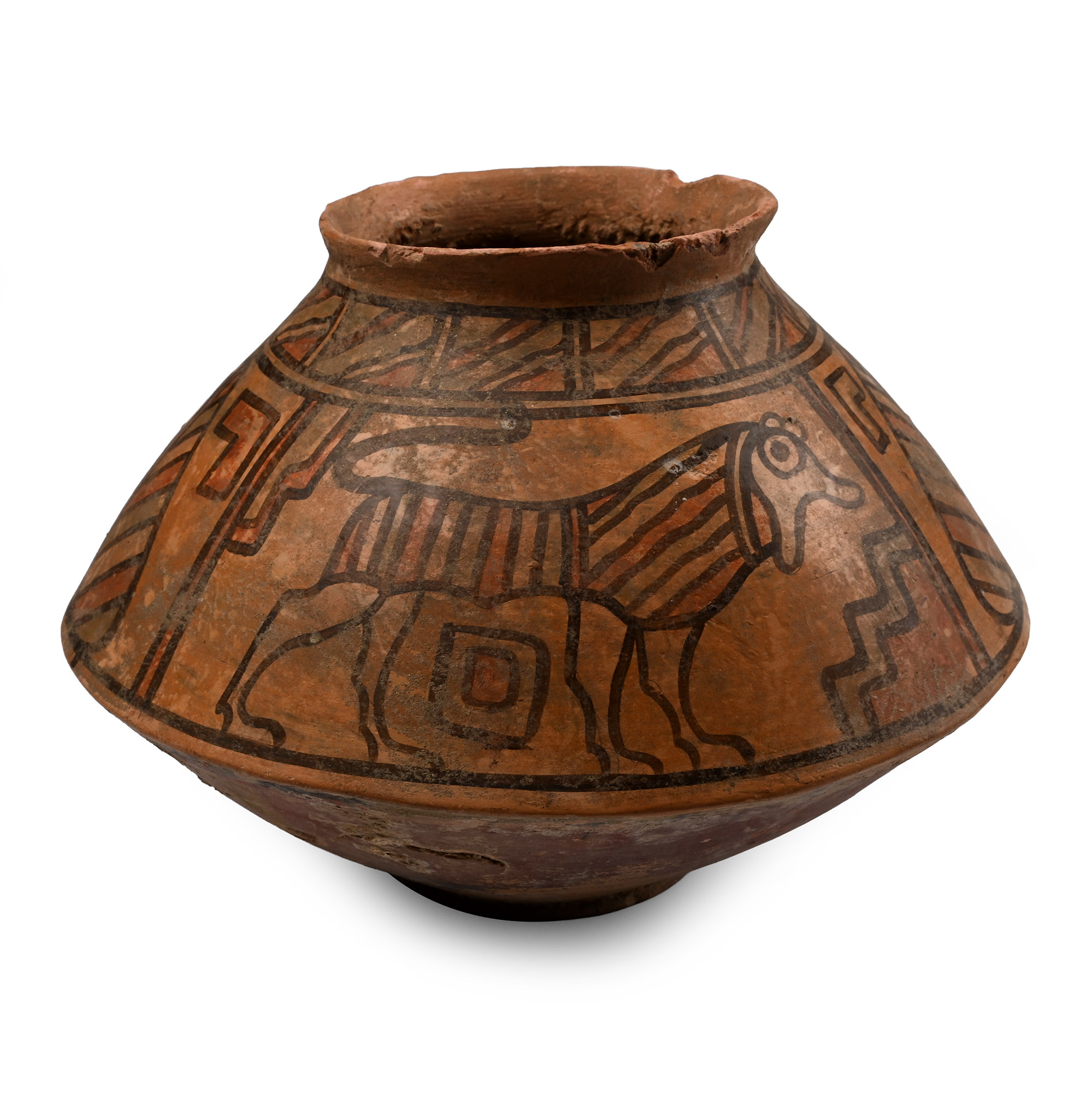 Indus Valley Mehrgarh Terracotta Geometric Vase with Animals