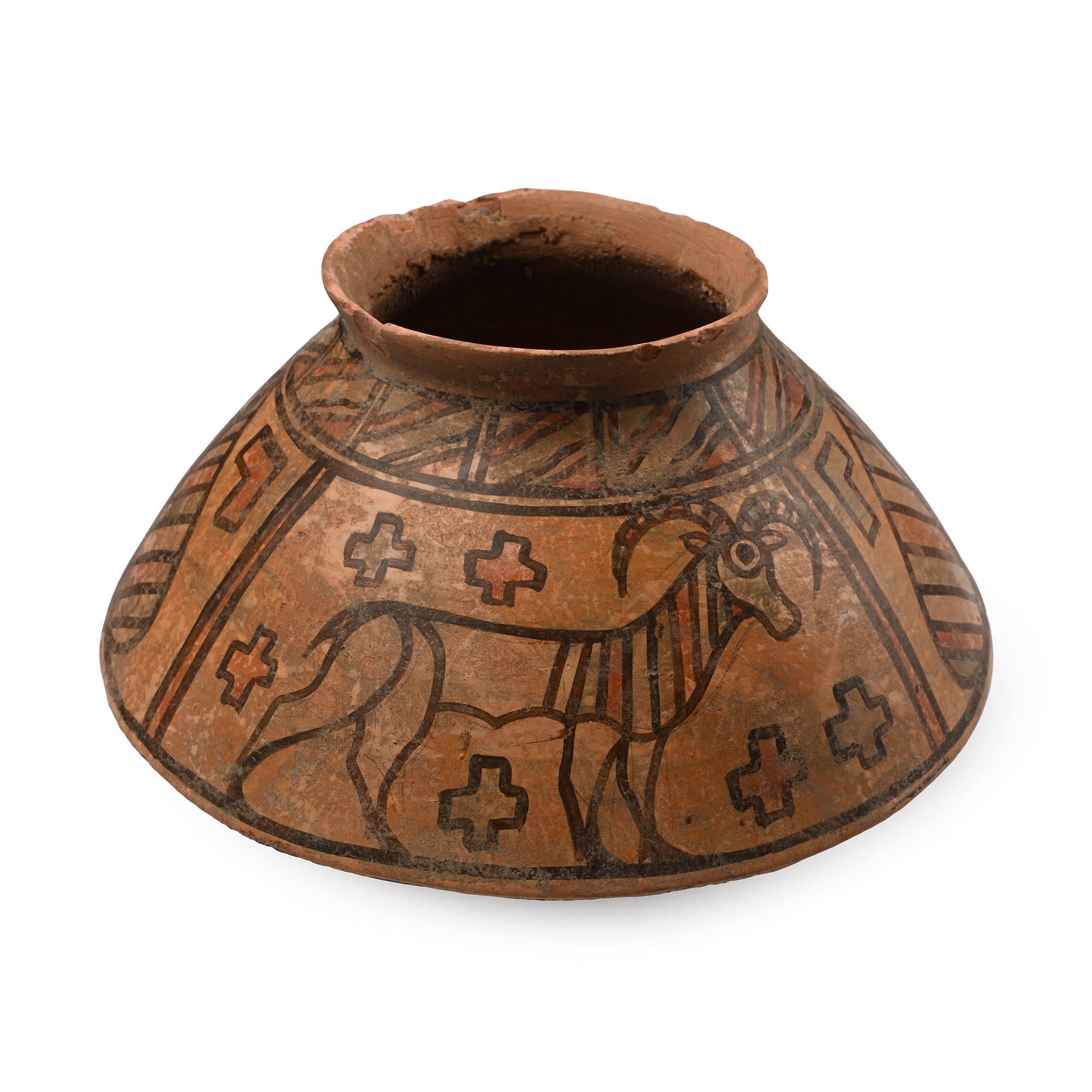 Indus Valley Mehrgarh Terracotta Geometric Vase with Animals