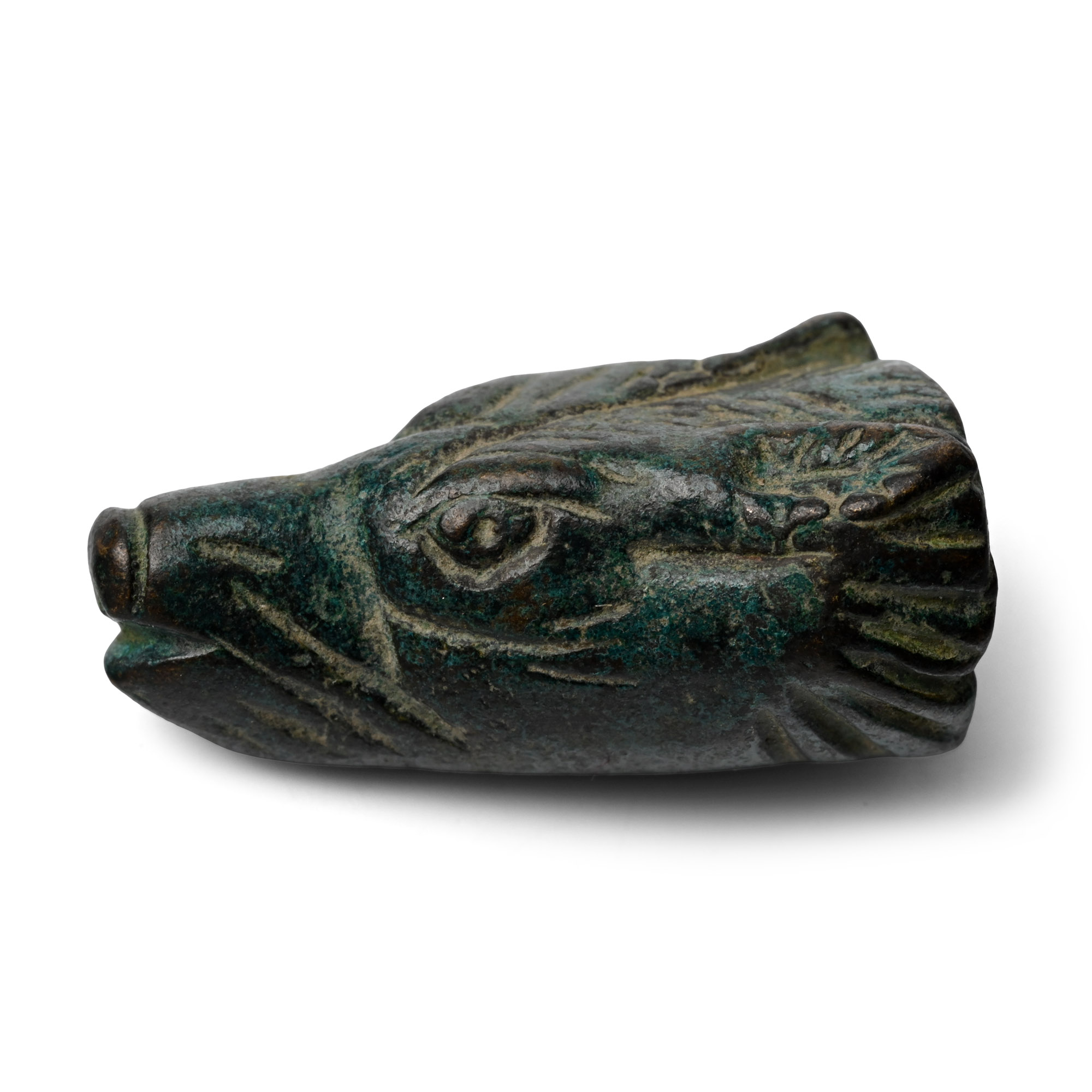Roman Bronze Wolf's Head Terminal