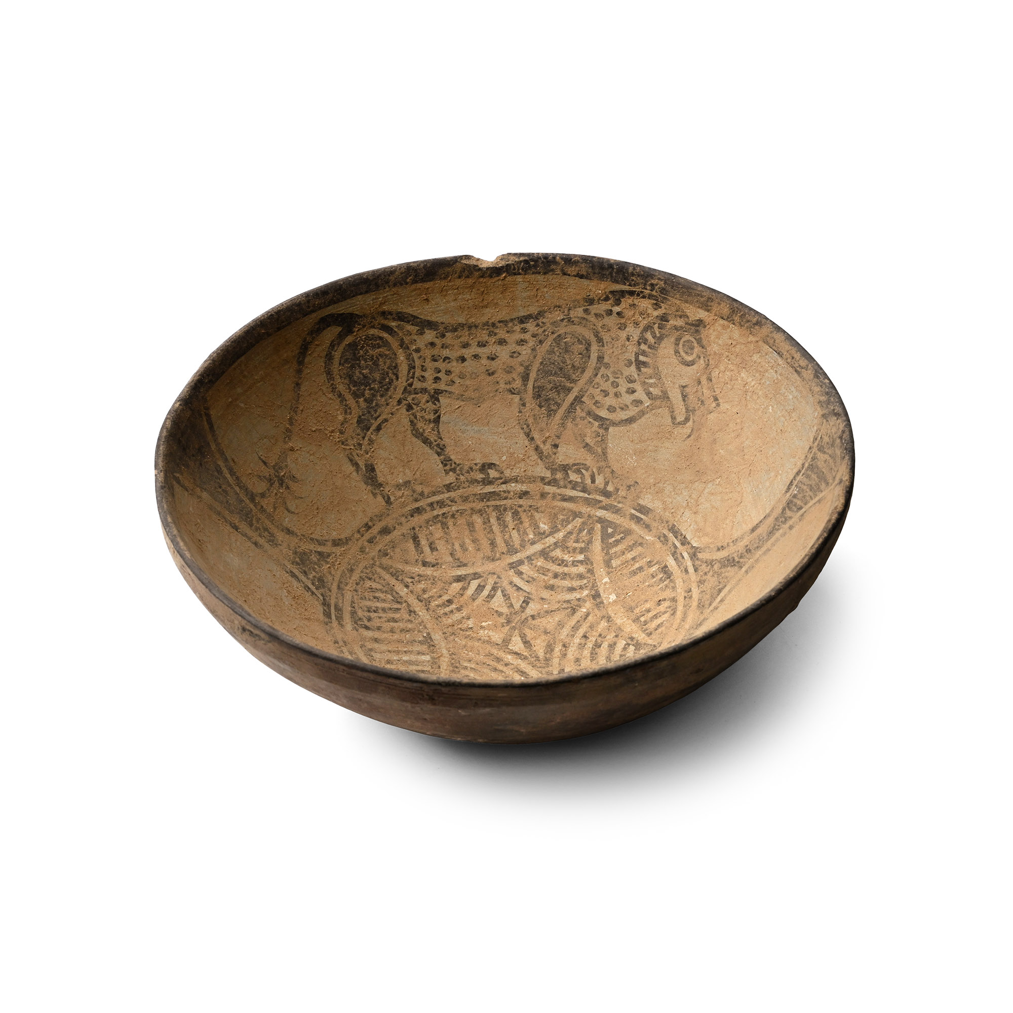 Indus Valley Mehrgarh Terracotta Bowl with Wolf and Ibex