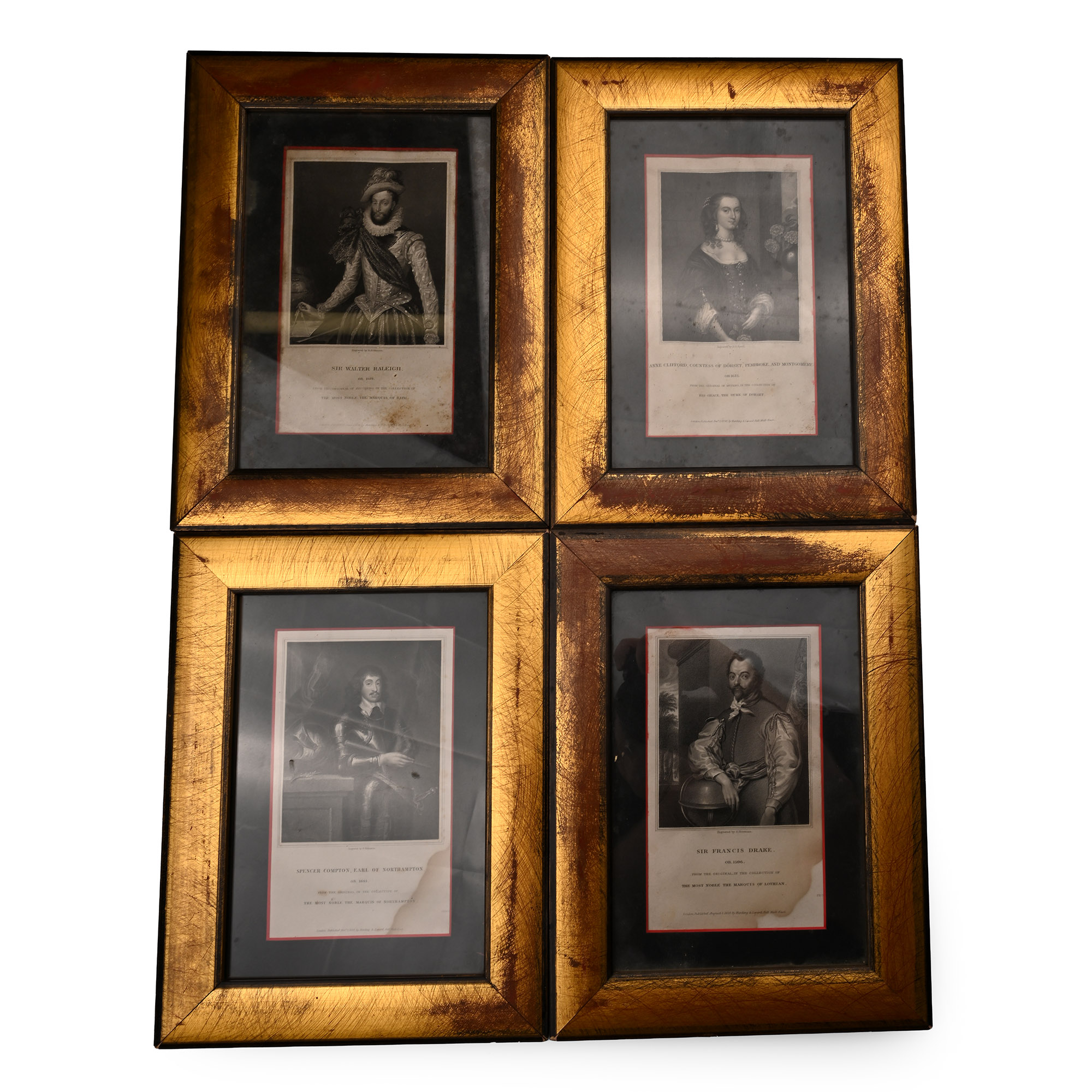 Gilt Framed Set of Historical Prints