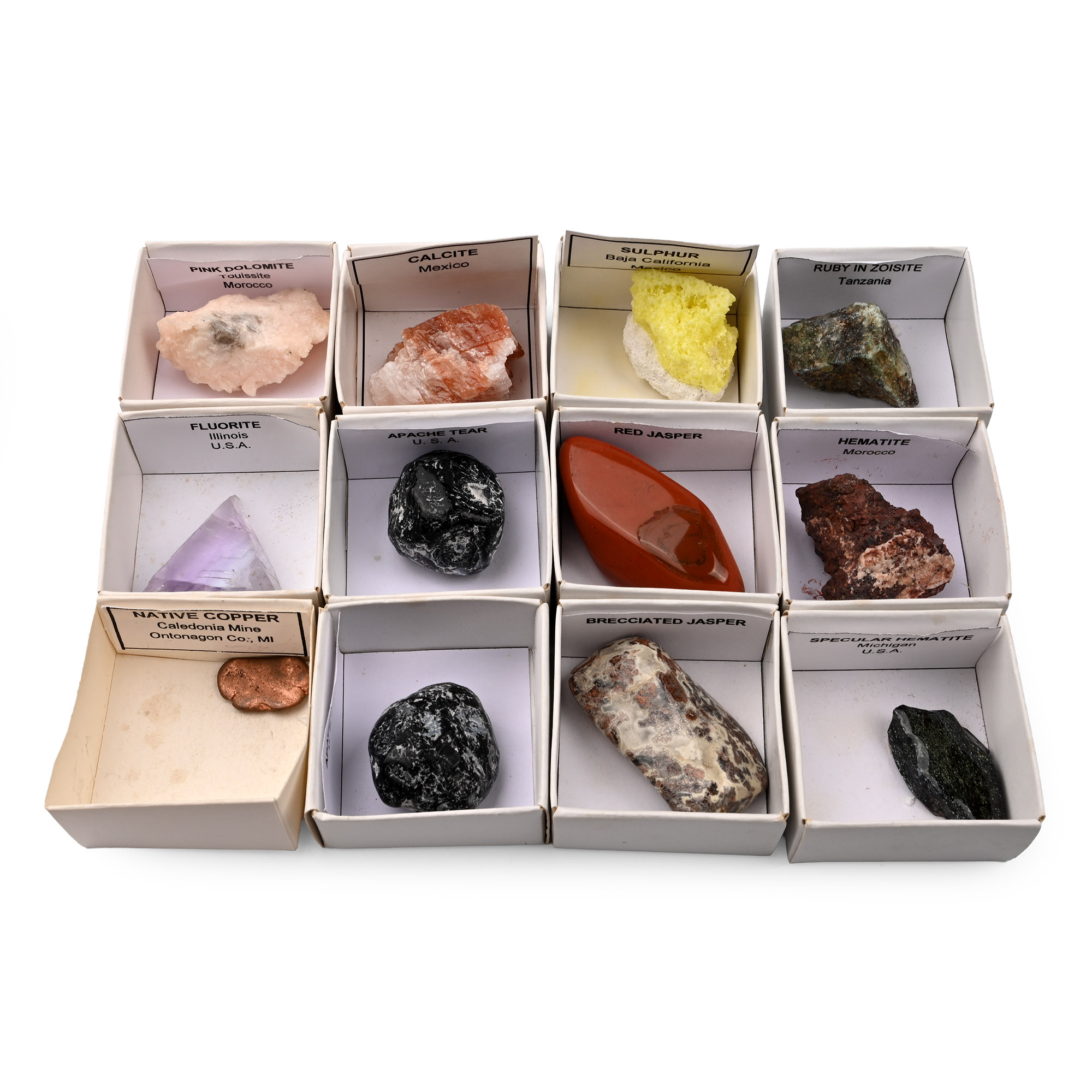 Boxed and Labelled Mineral Specimen Collection
