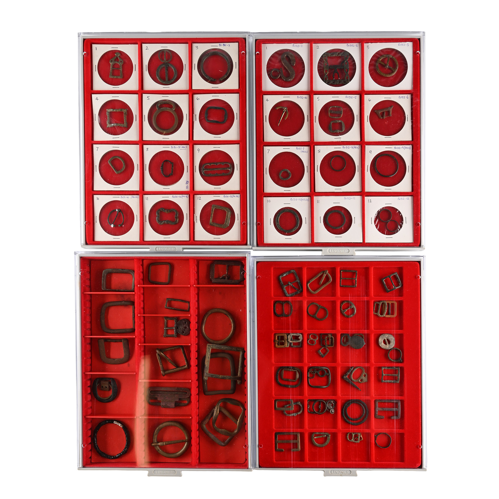 Medieval and Other Bronze Buckle Collection Held in Four Lindner Trays