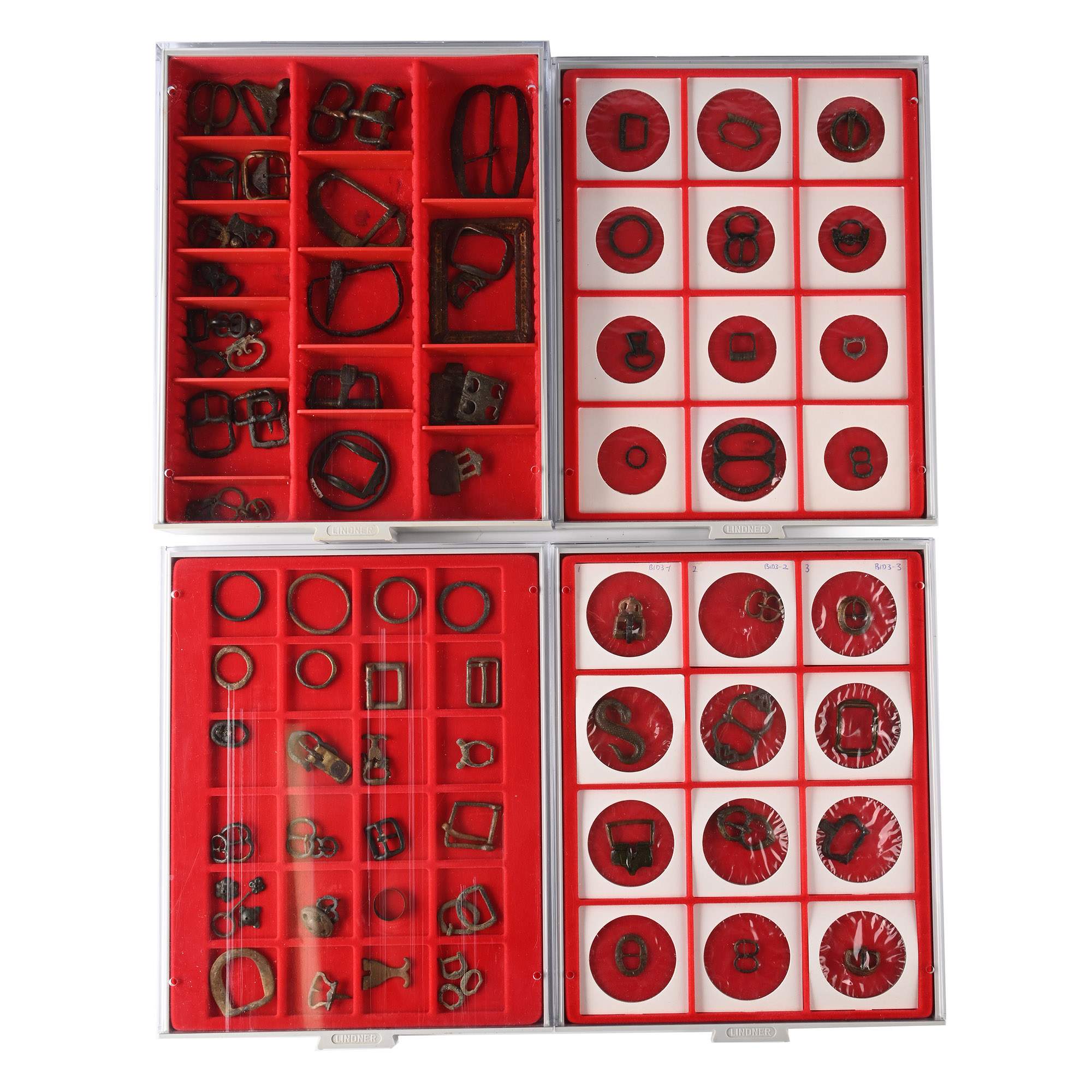 Medieval and Later Bronze Buckle Collection Held in Four Lindner Trays