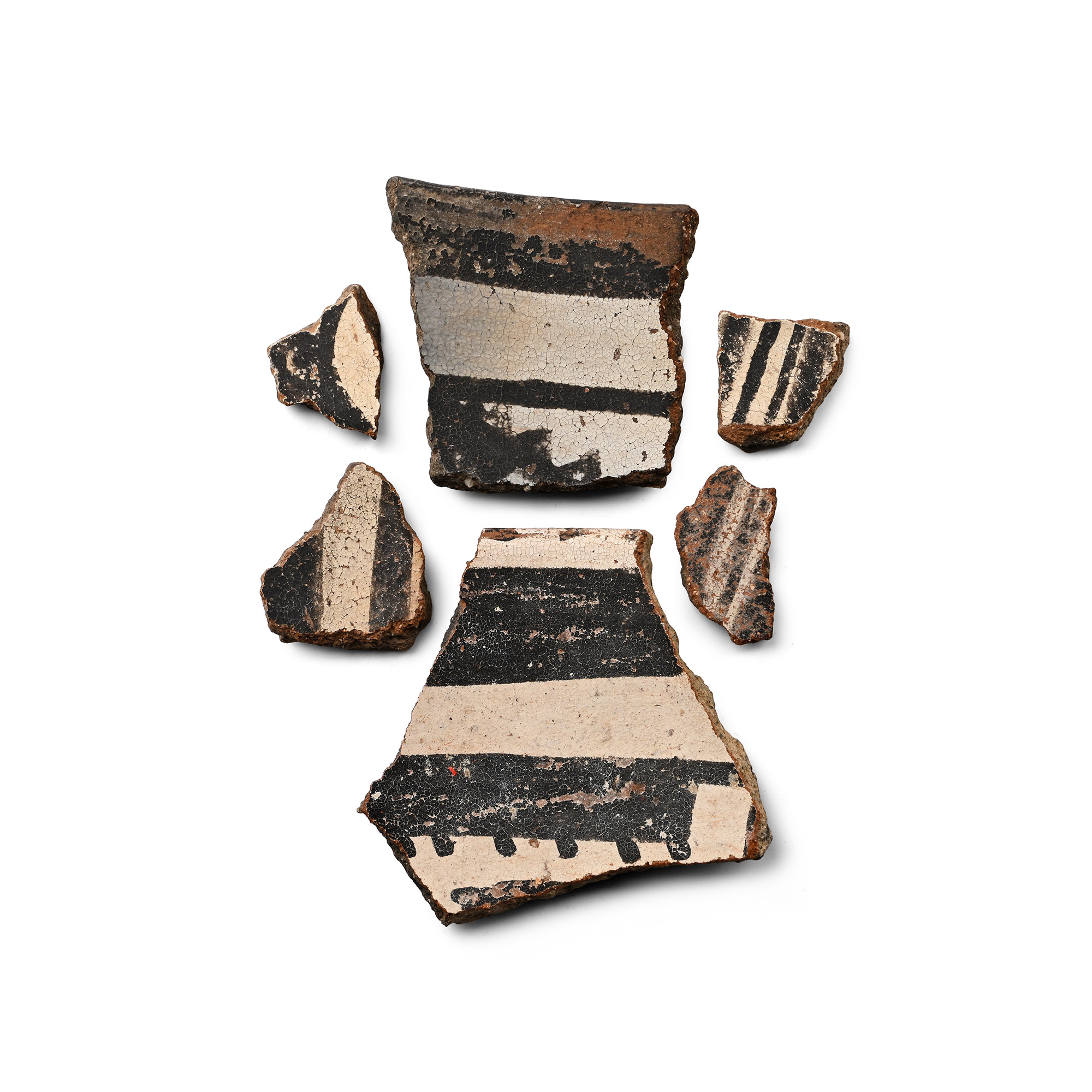 Native North American Black and White Bowl Fragment Group