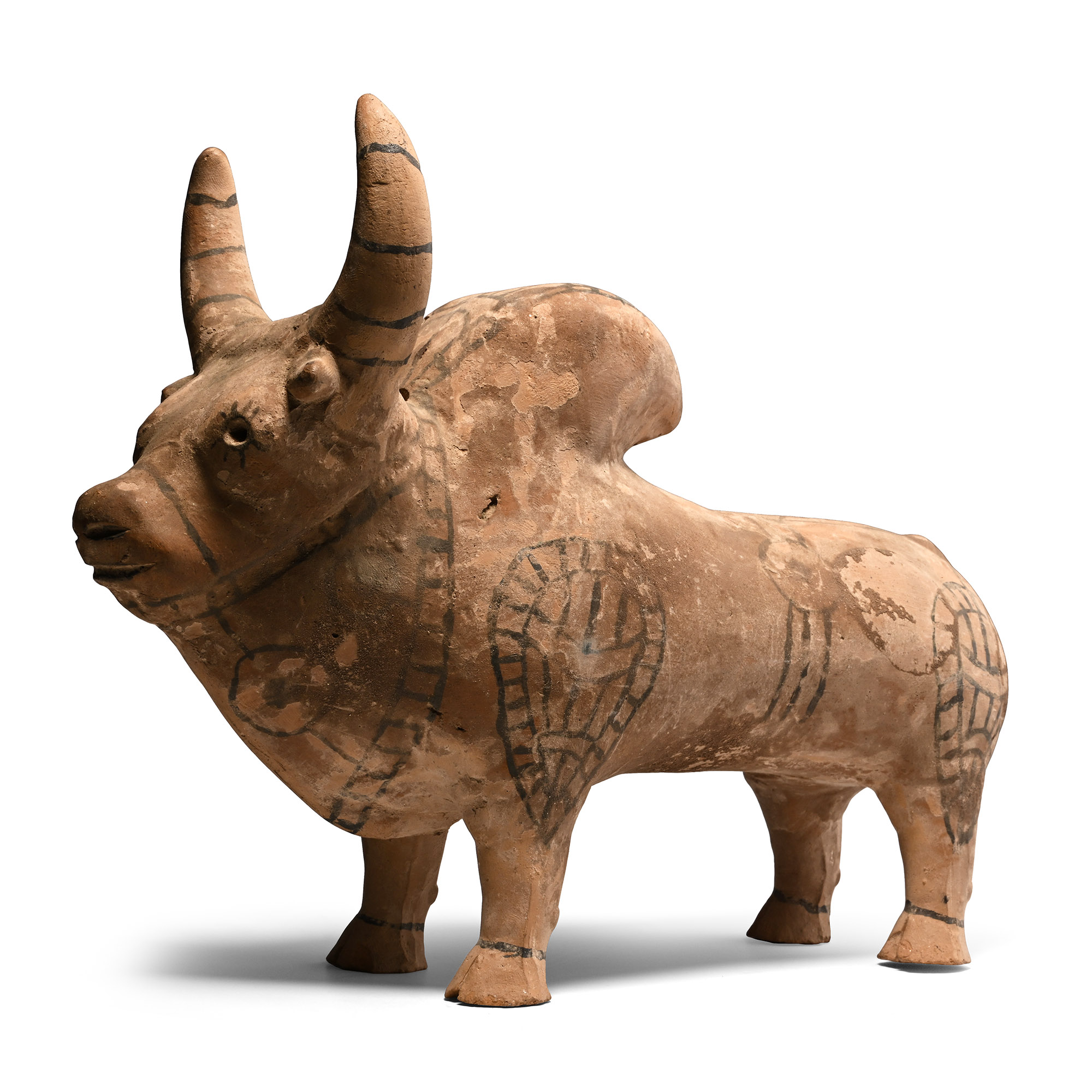 Large Indus Valley Style Painted Zebu Bull