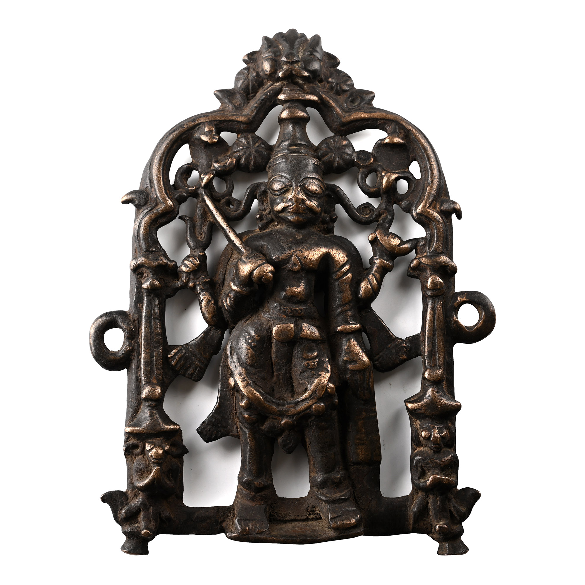 Sacred Copper-Alloy Plaque with Shiva and Attendants