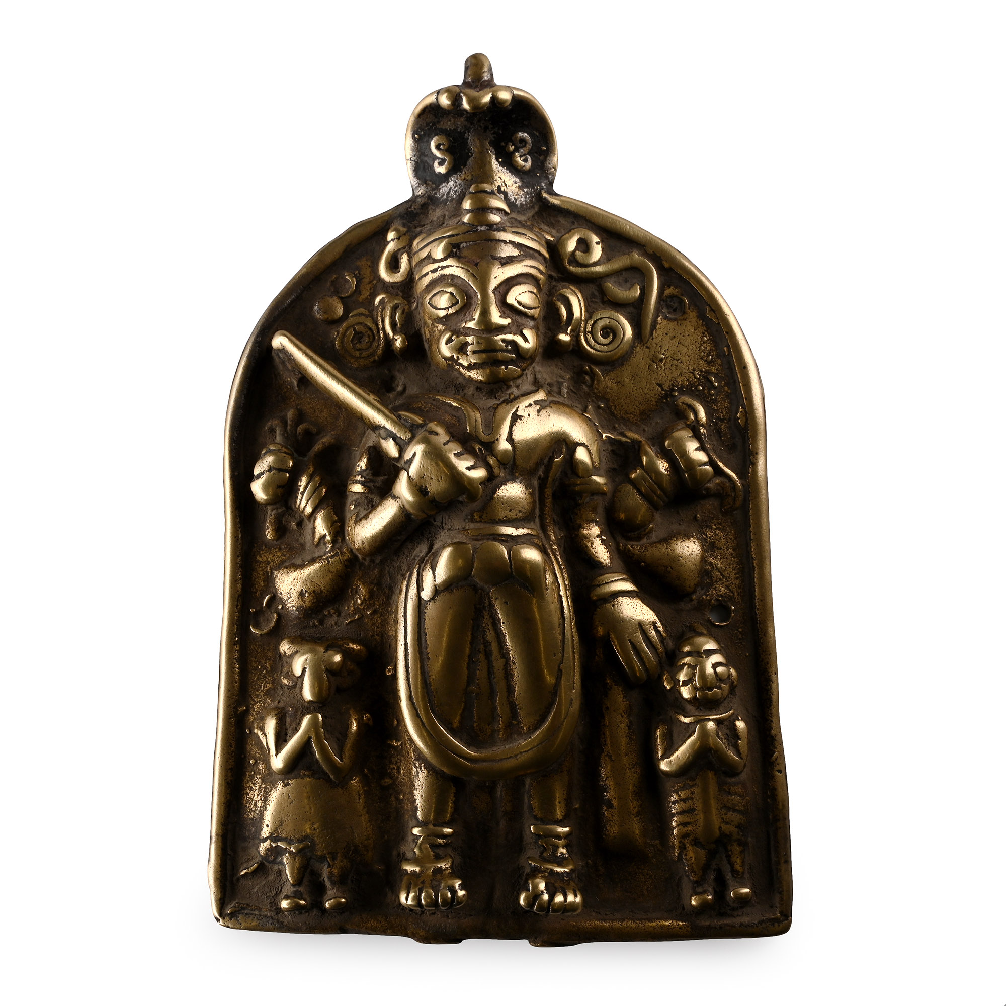 Sacred Brass Plaque with Shiva and Attendants