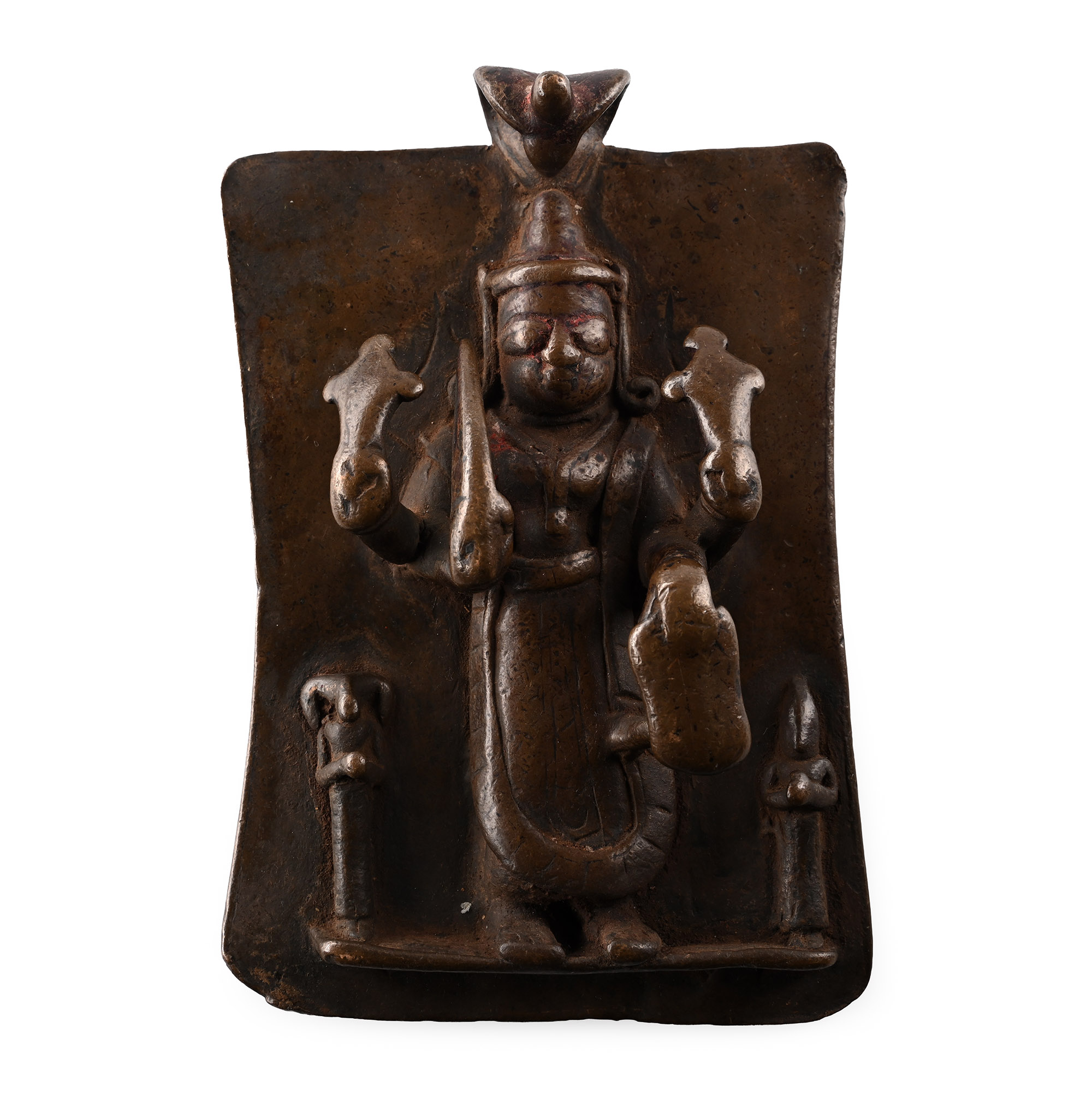 Sacred Copper-Alloy Plaque with Shiva and Attendants